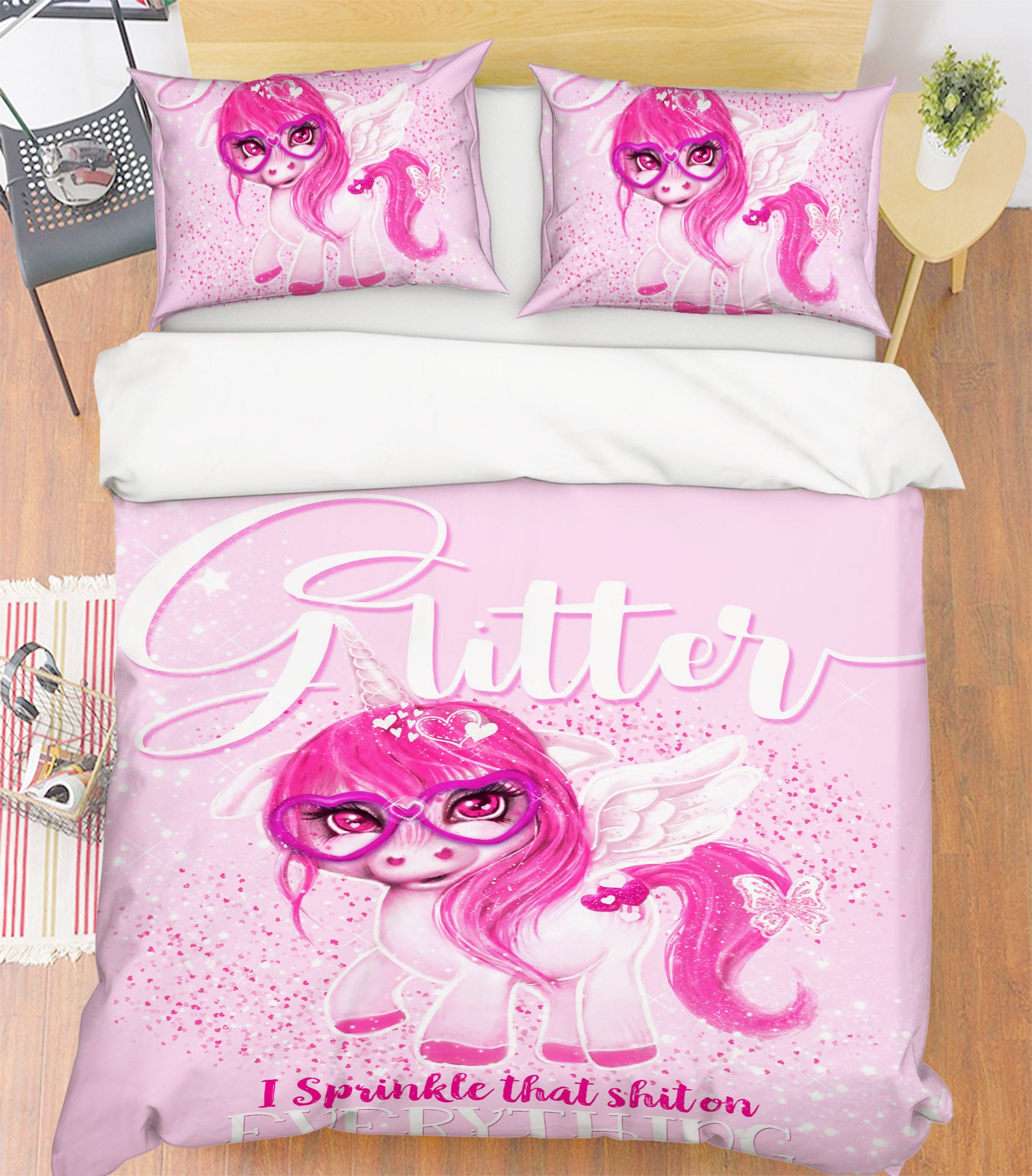 3D Pink Unicorn 8551 Sheena Pike Bedding Bed Pillowcases Quilt Cover Duvet Cover