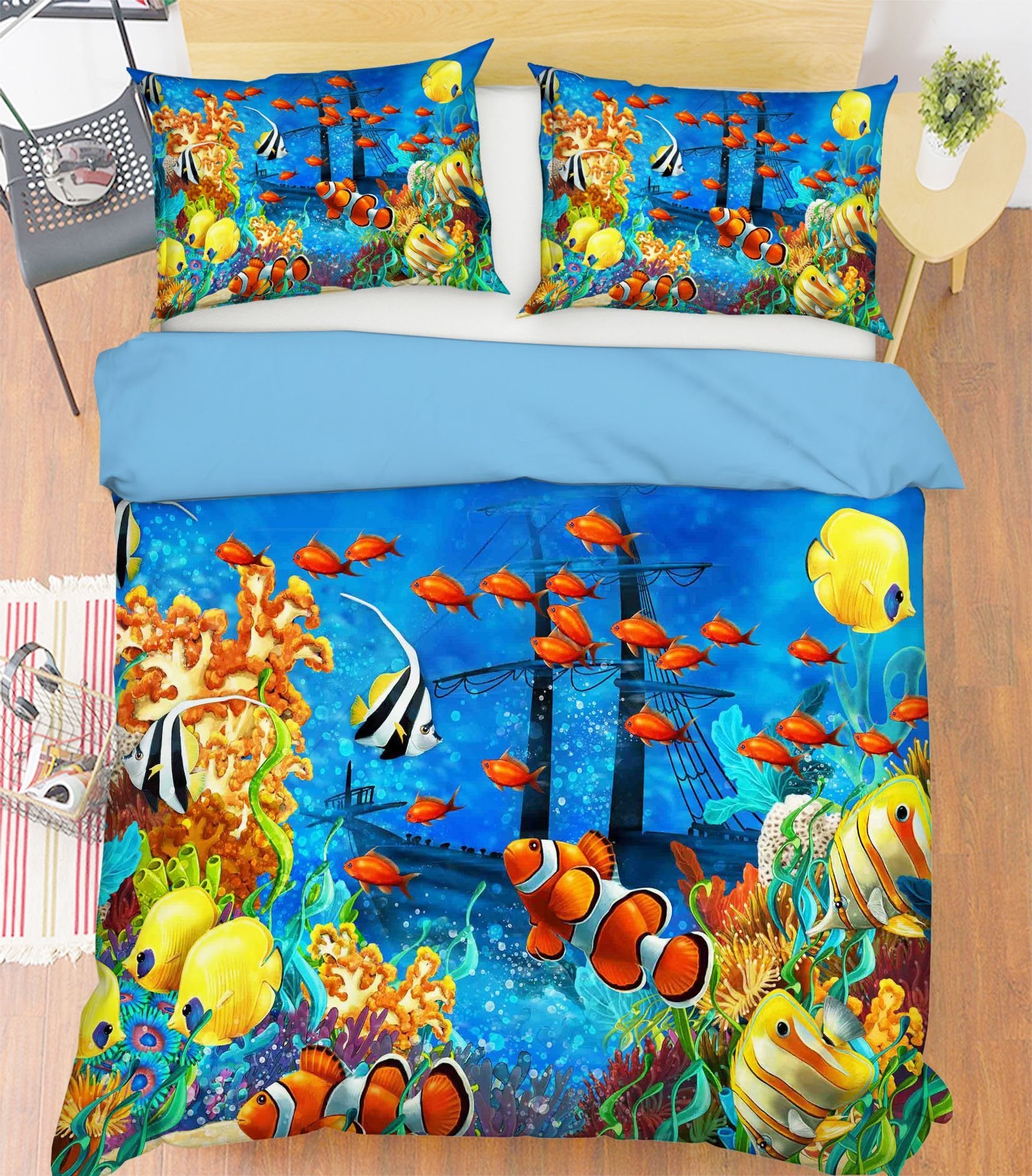 3D Cartoon Seabed 094 Bed Pillowcases Quilt Wallpaper AJ Wallpaper