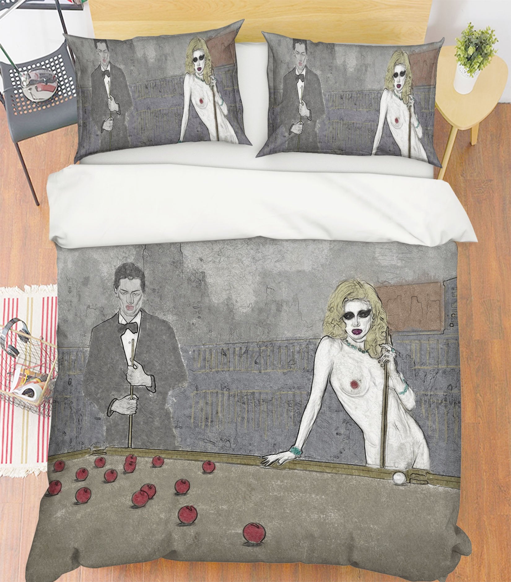 3D Billiard Girl 2006 Marco Cavazzana Bedding Bed Pillowcases Quilt Quiet Covers AJ Creativity Home