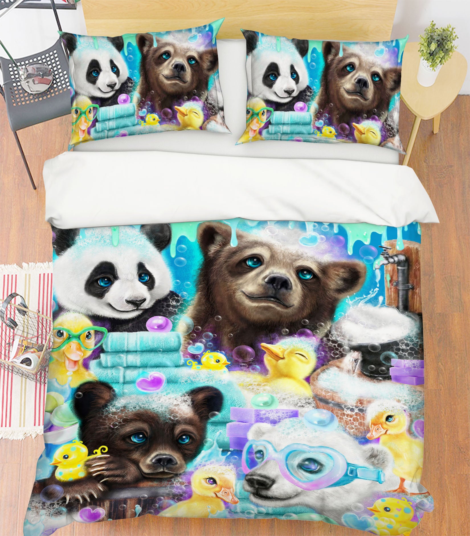 3D Cute Duck Bubble 8606 Sheena Pike Bedding Bed Pillowcases Quilt Cover Duvet Cover