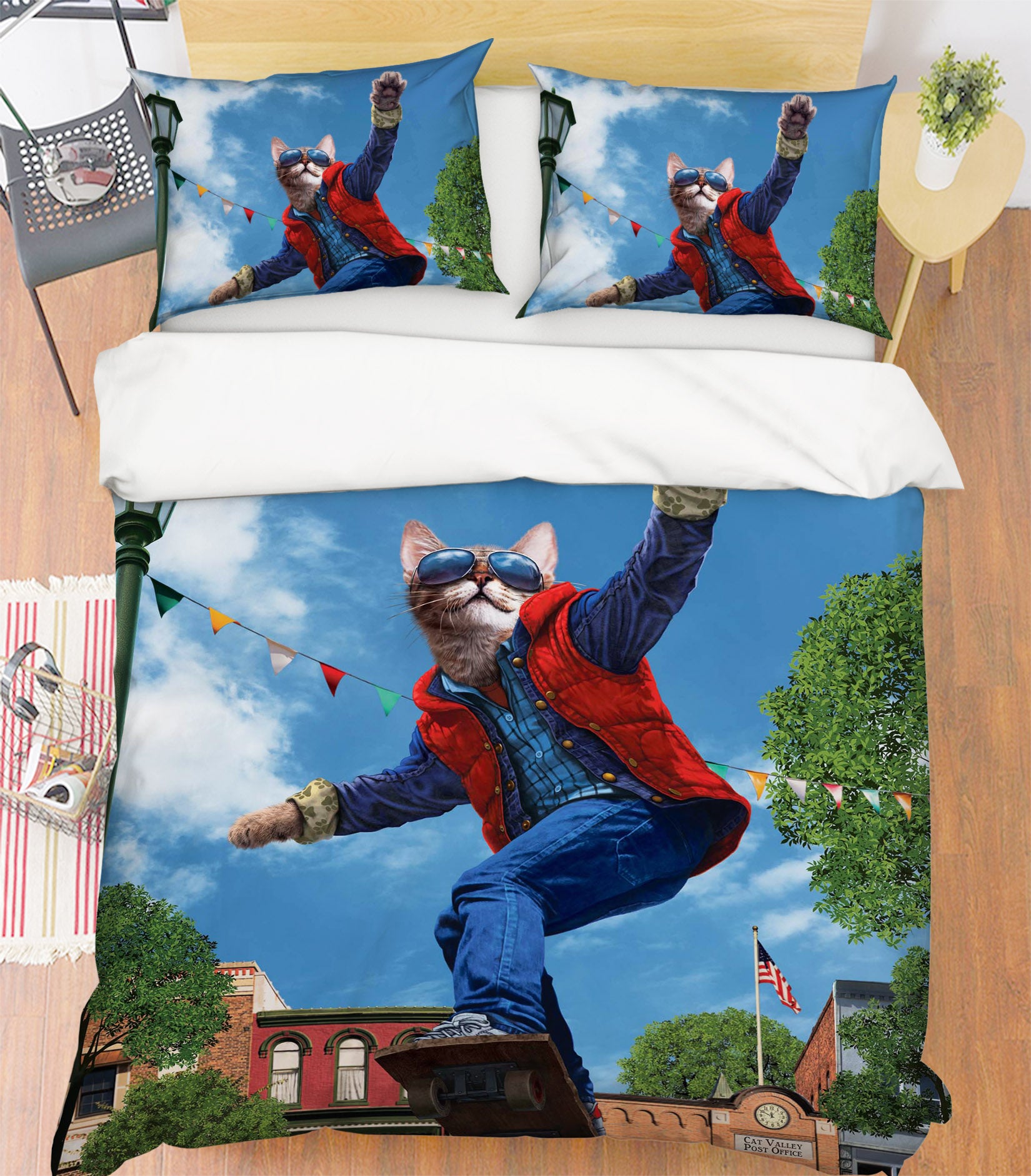 3D Cat To The Future 026 Bed Pillowcases Quilt Exclusive Designer Vincent