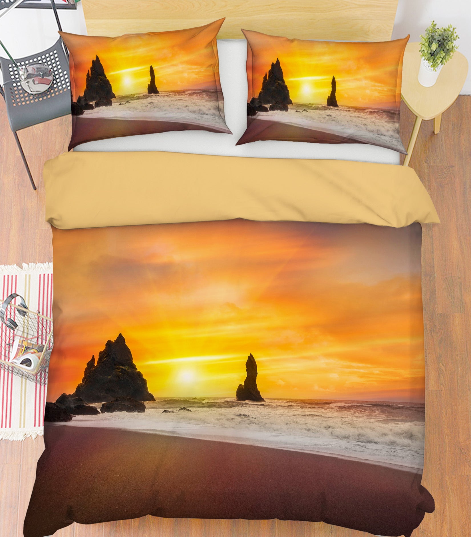 3D Dusk Sea Stones 081 Marco Carmassi Bedding Bed Pillowcases Quilt