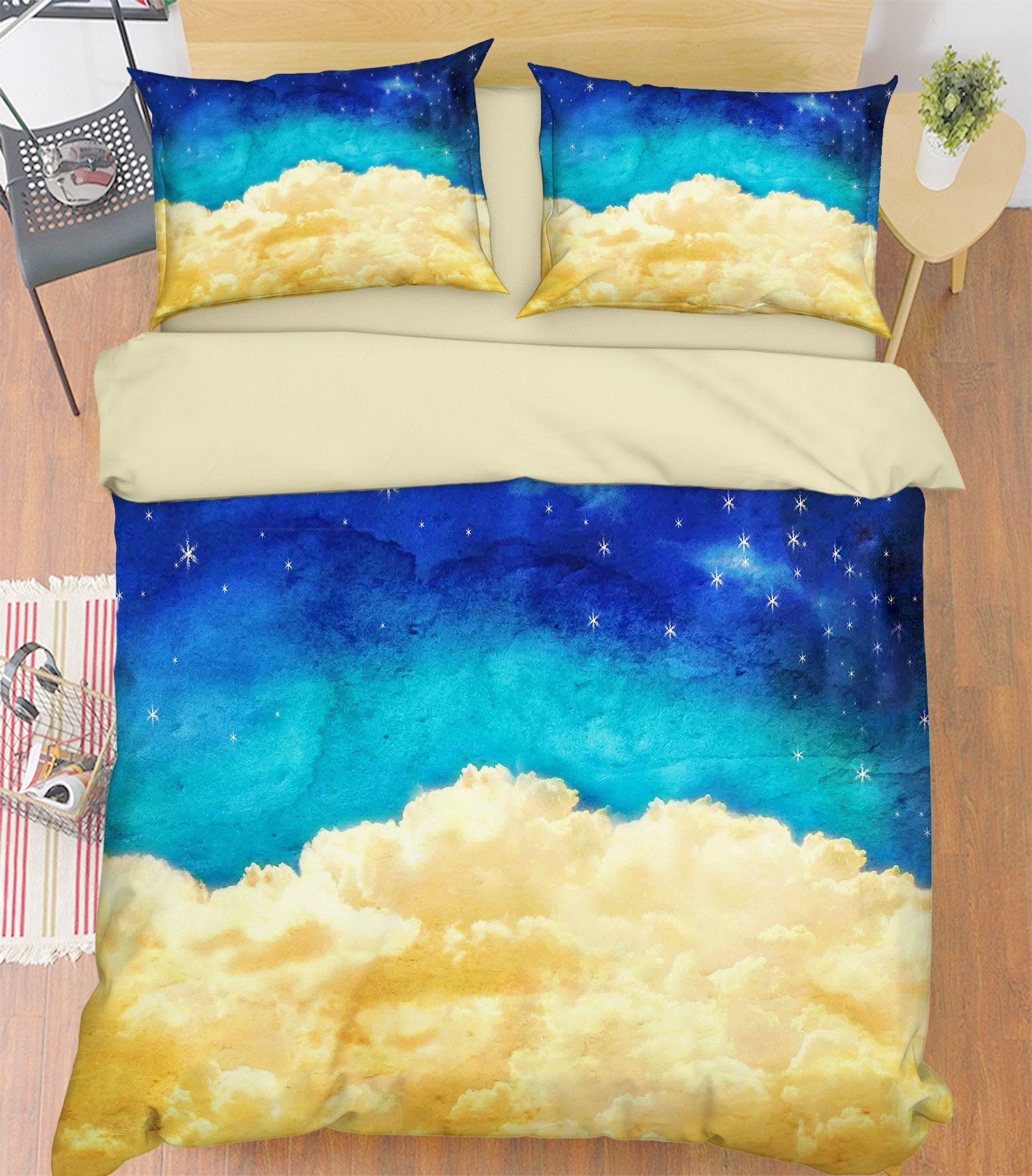 3D Stars Sky Clouds 209 Bed Pillowcases Quilt Wallpaper AJ Wallpaper