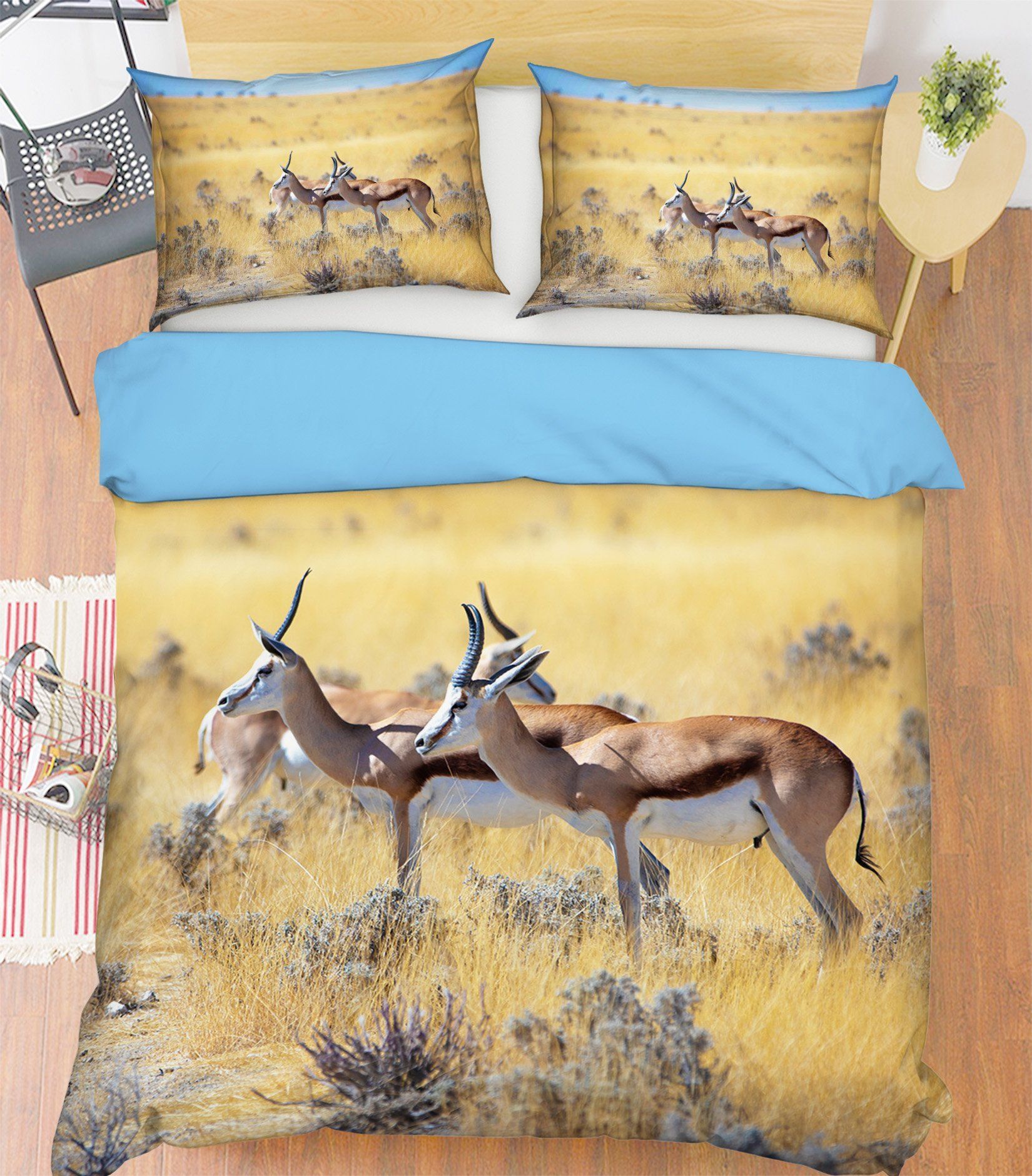 3D Antelope Running 1995 Bed Pillowcases Quilt Quiet Covers AJ Creativity Home