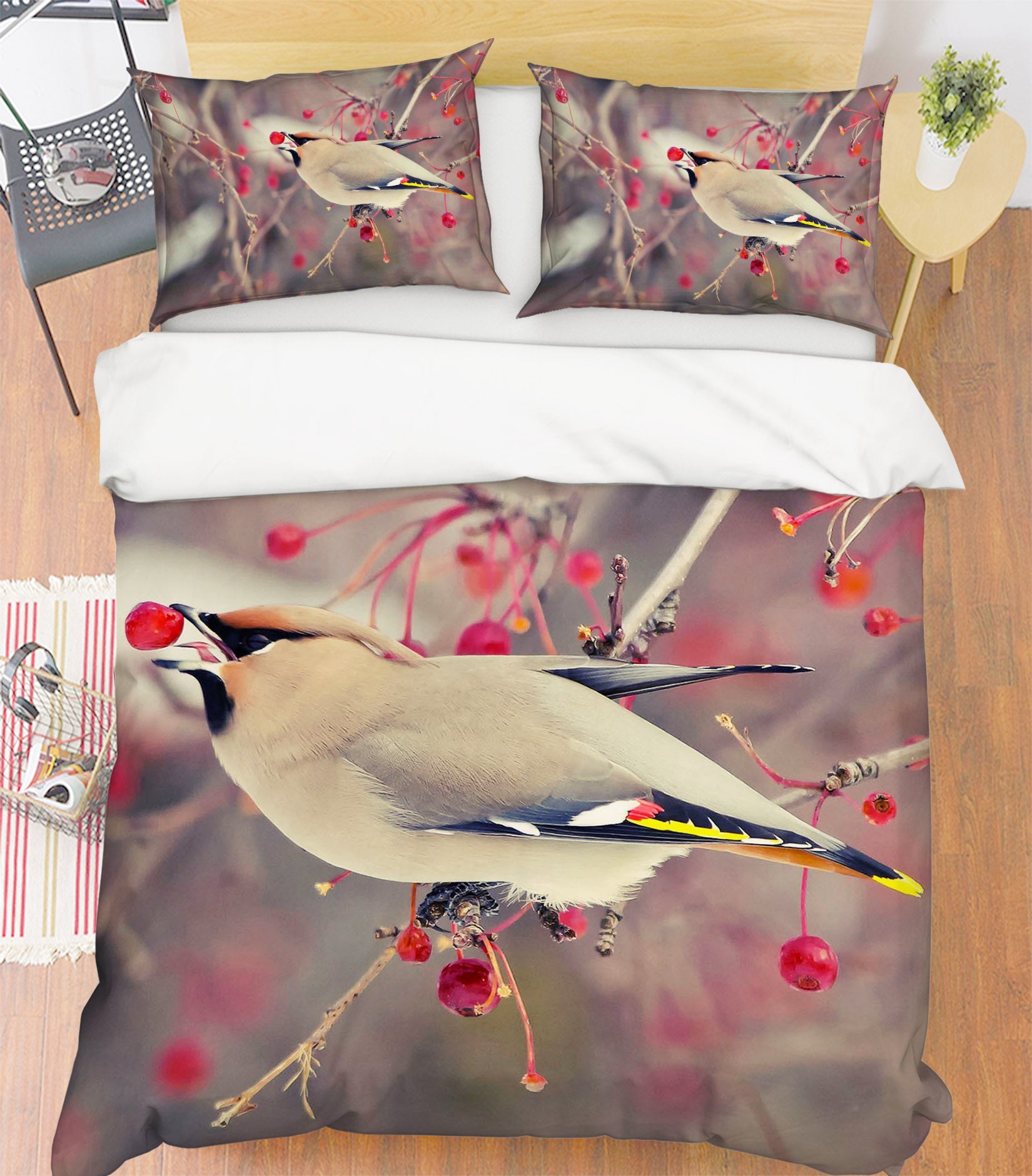 3D Plum Magpie 1923 Bed Pillowcases Quilt
