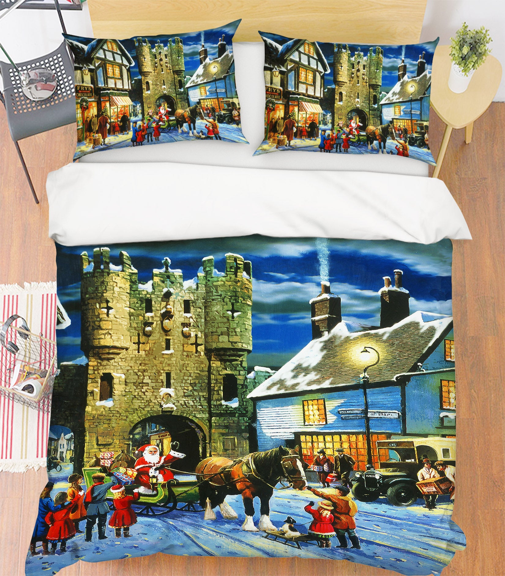 3D Christmas Sleigh 12513 Kevin Walsh Bedding Bed Pillowcases Quilt