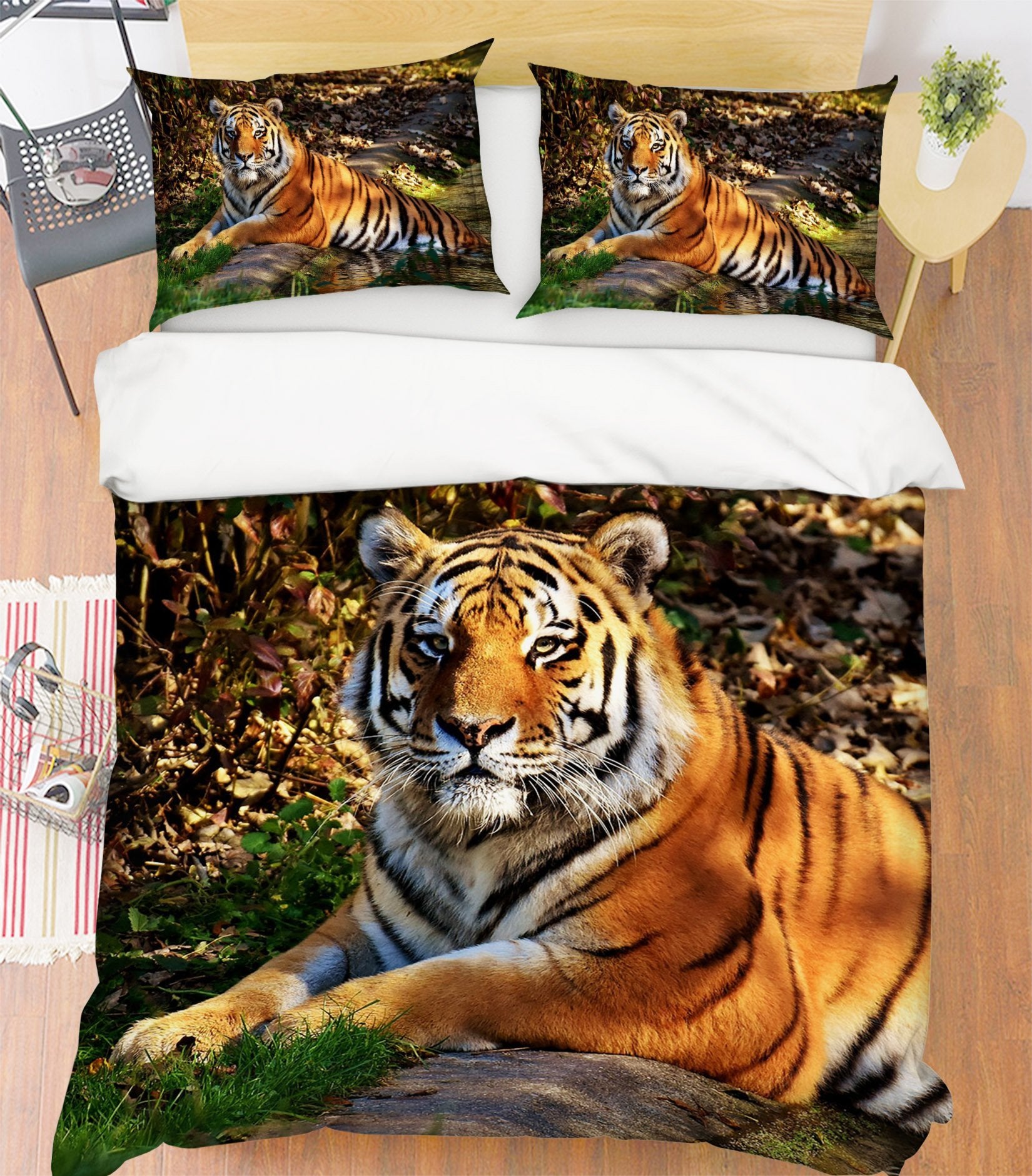 3D Forest Tiger 2006 Bed Pillowcases Quilt Quiet Covers AJ Creativity Home
