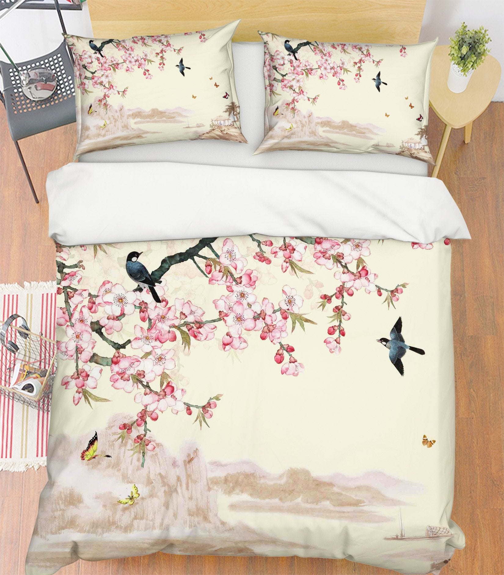 3D Peach Blossom 089 Bed Pillowcases Quilt Wallpaper AJ Wallpaper