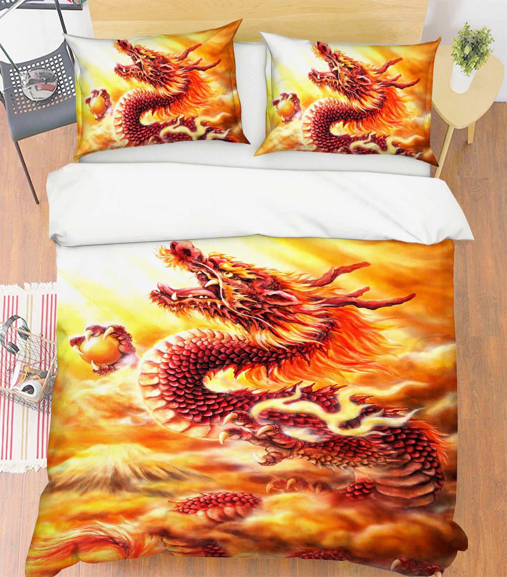3D Red Dragon 5955 Kayomi Harai Bedding Bed Pillowcases Quilt Cover Duvet Cover