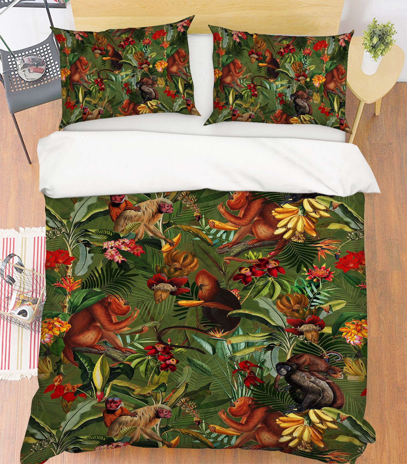 3D Apes Flower 128 Uta Naumann Bedding Bed Pillowcases Quilt