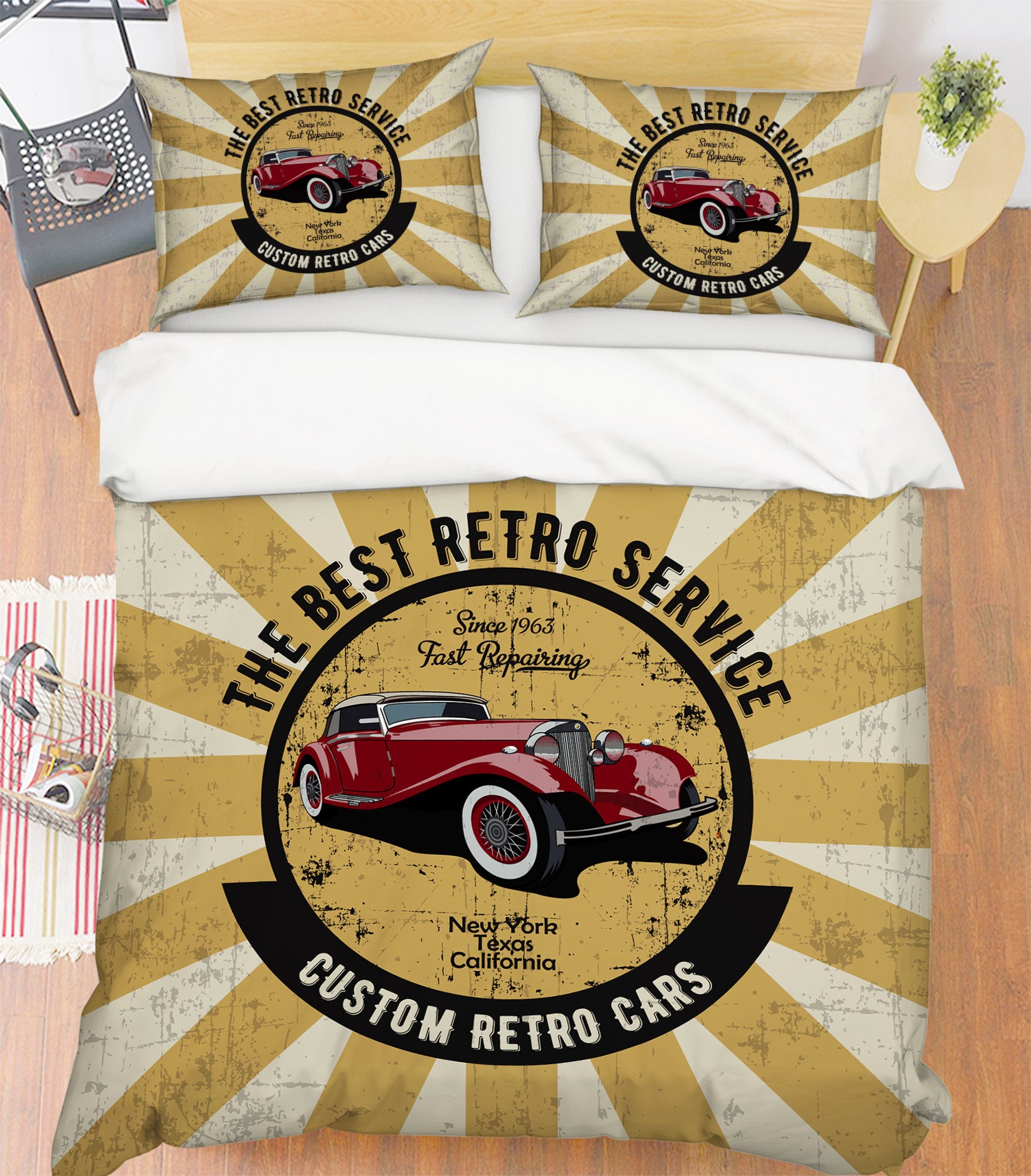 3D Car 64027 Bed Pillowcases Quilt