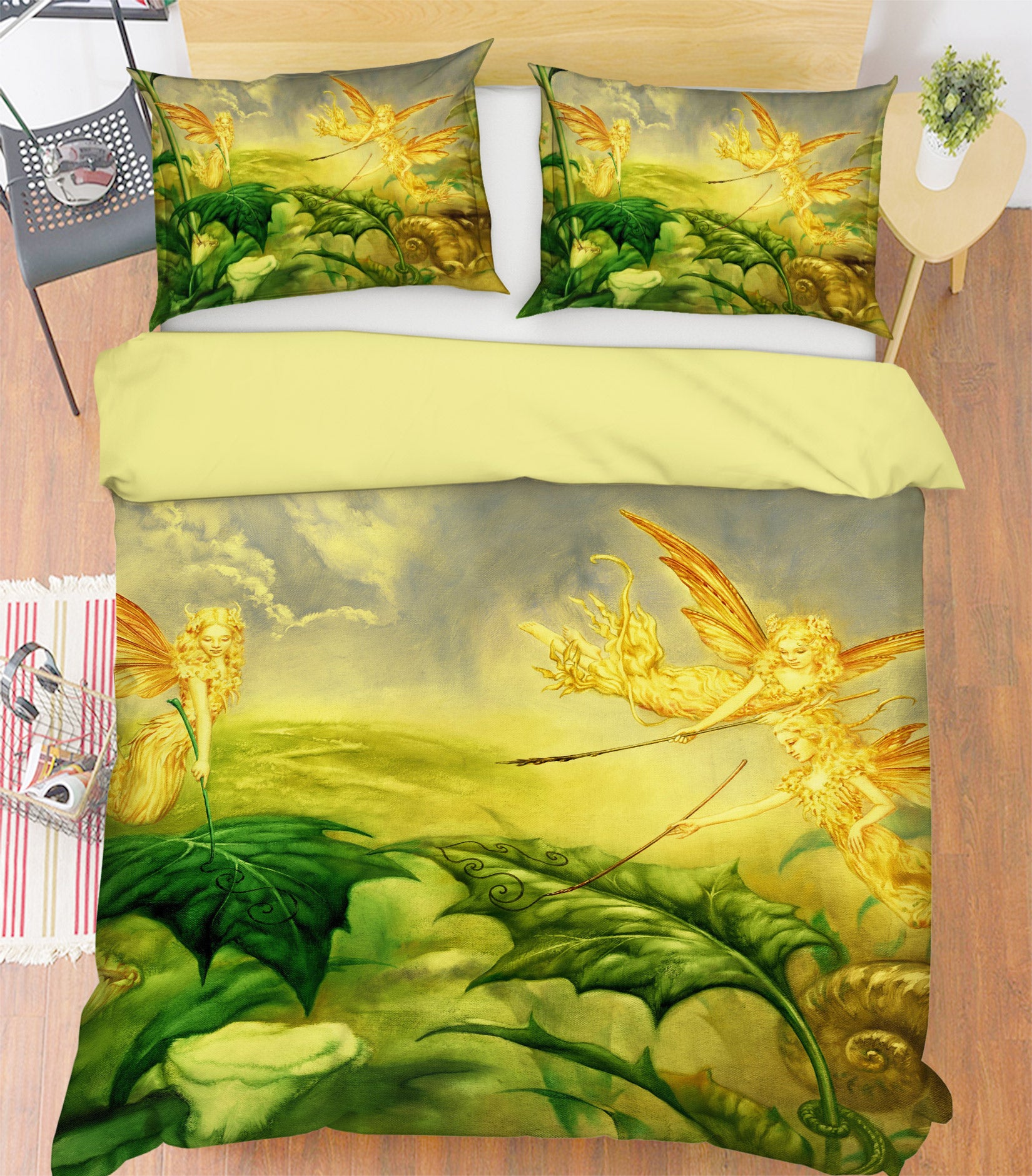 3D Leaves Golden Elf 7014 Ciruelo Bedding Bed Pillowcases Quilt