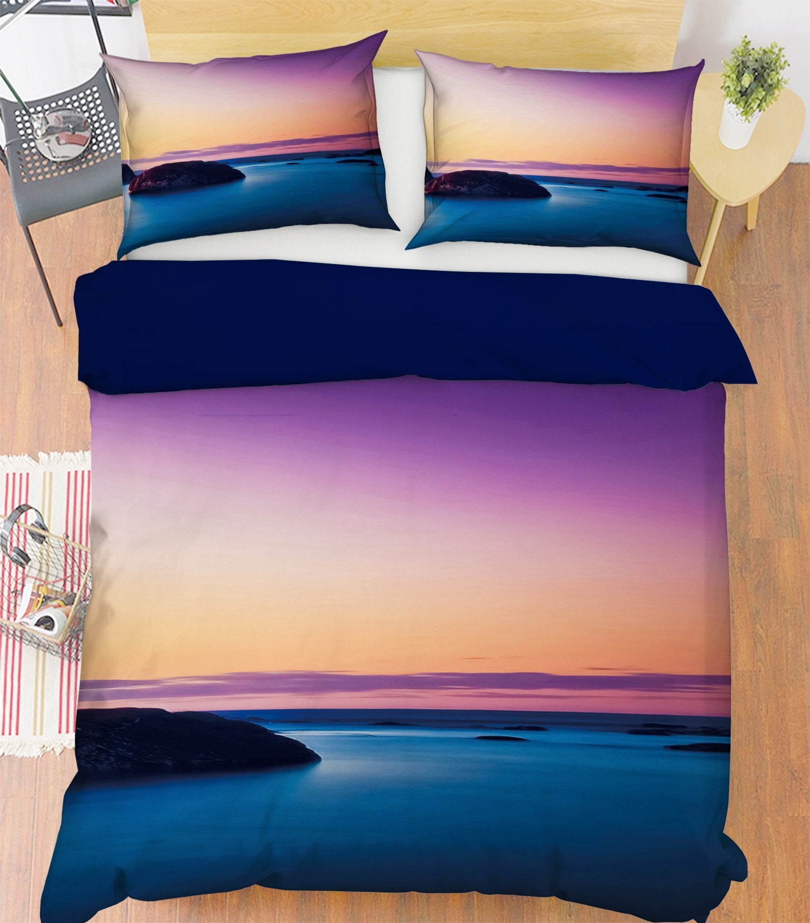 3D Sea Level Line Stone 093 Bed Pillowcases Quilt Wallpaper AJ Wallpaper