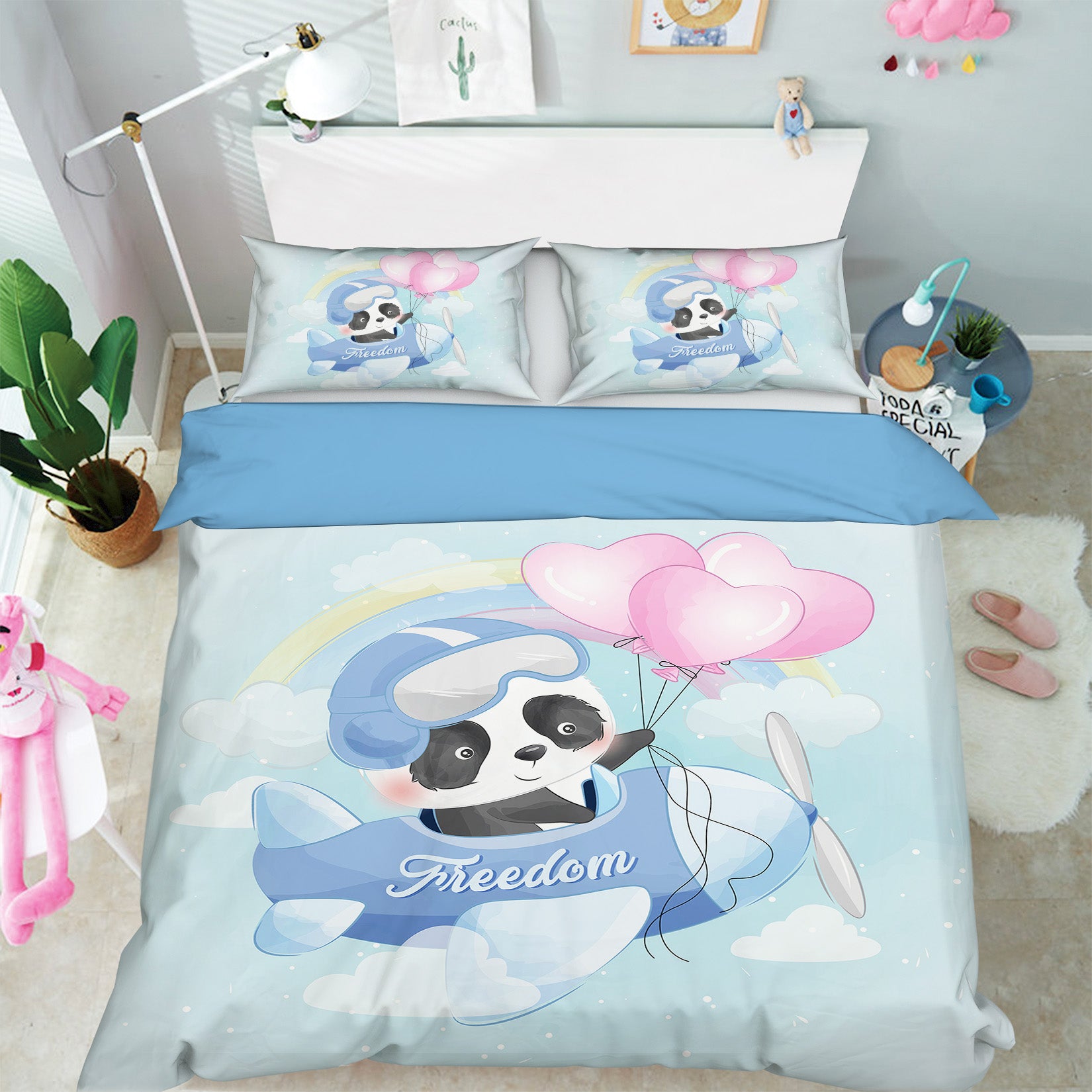 3D Airplane Panda 63220 Bed Pillowcases Quilt