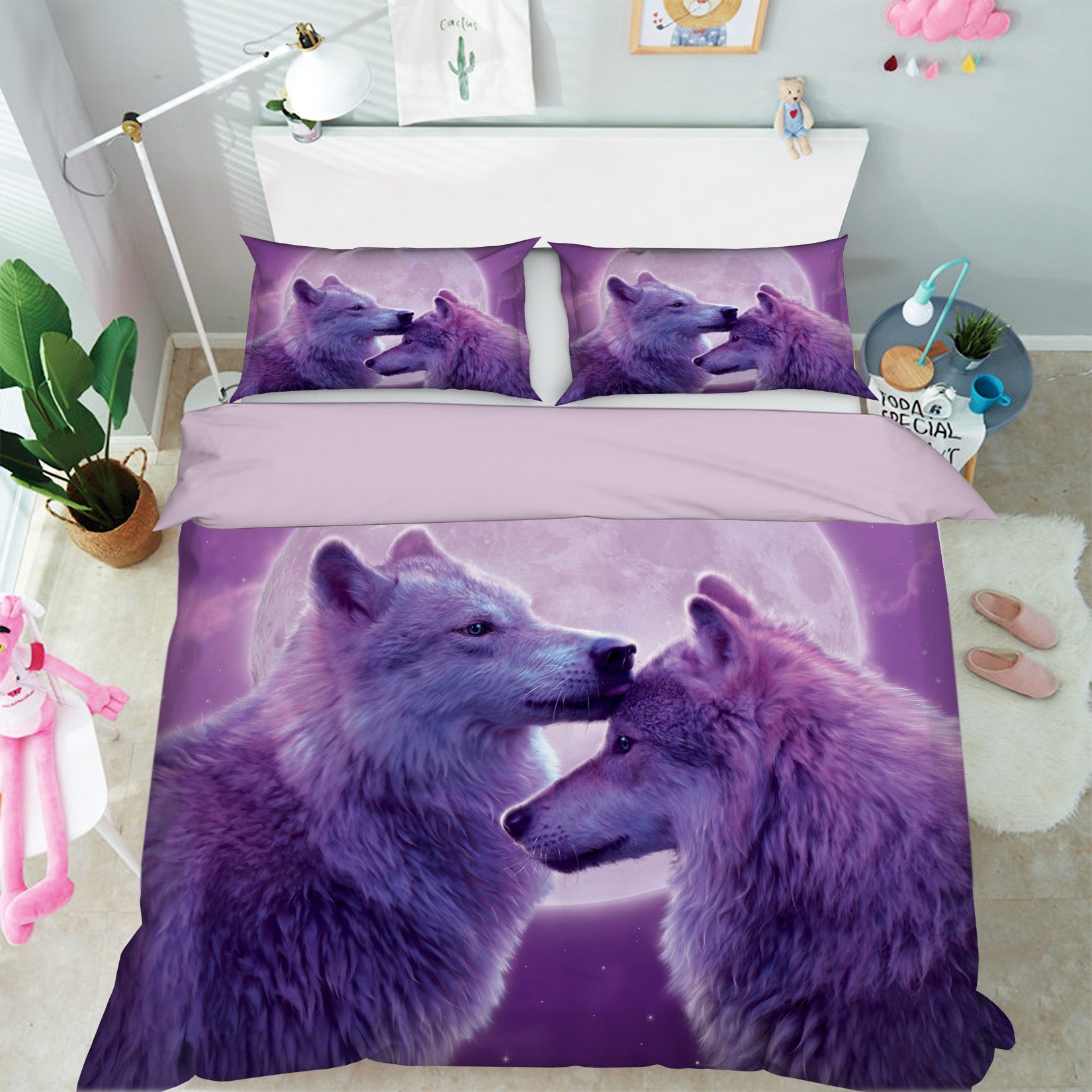 3D Loving Wolves 057 Bed Pillowcases Quilt Exclusive Designer Vincent