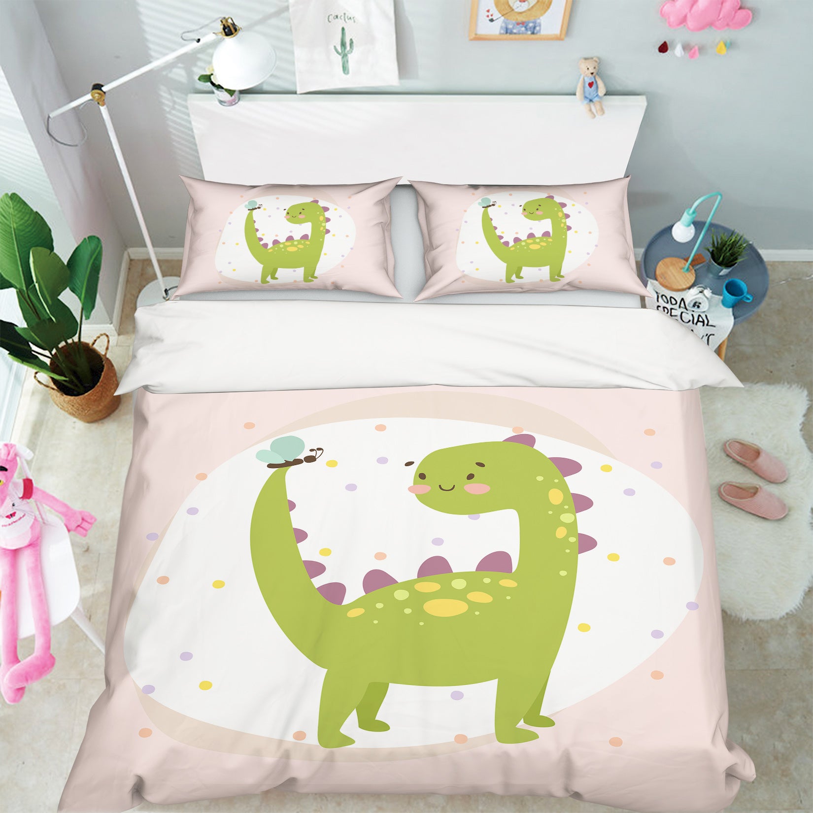 3D Cartoon Dinosaur 64010 Bed Pillowcases Quilt