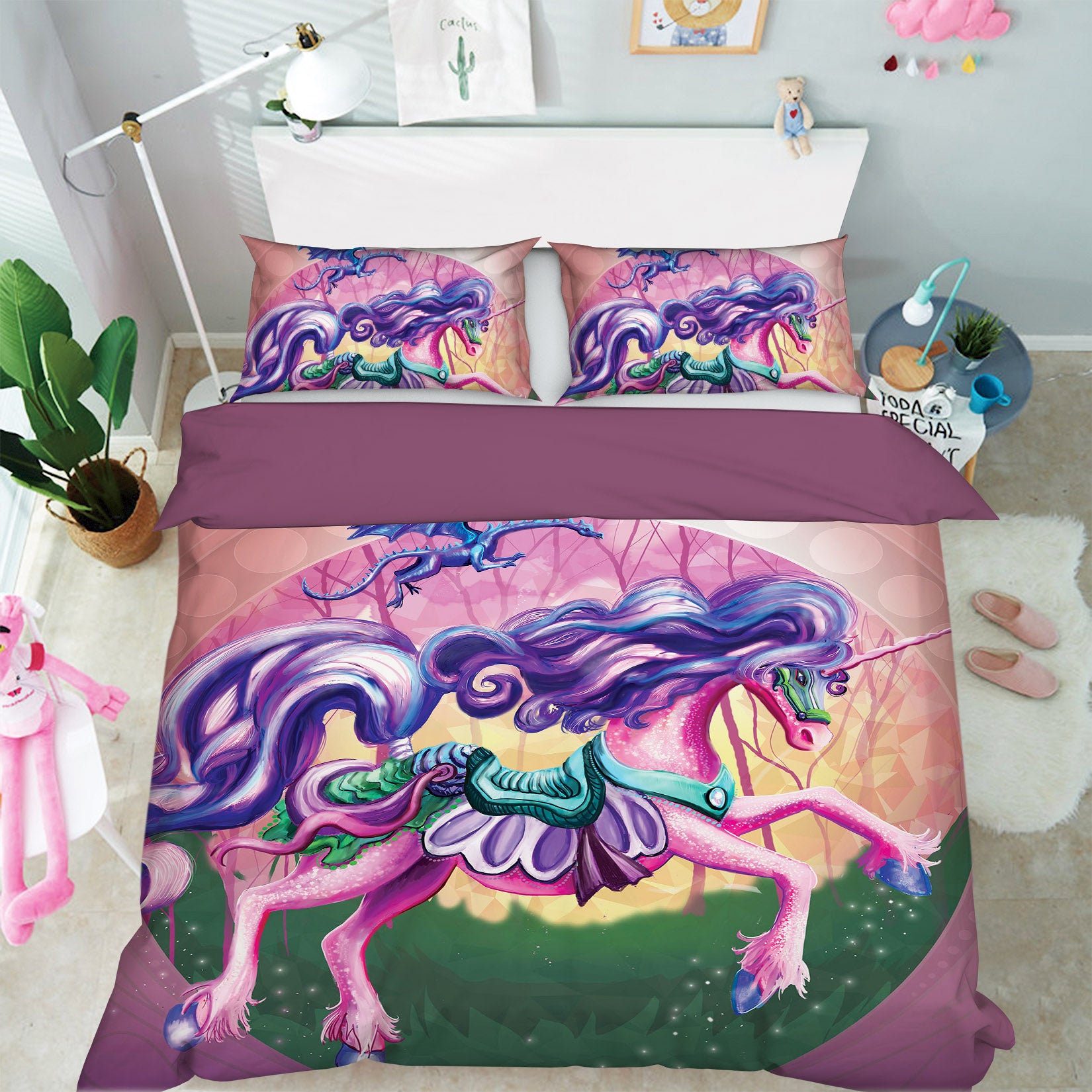 3D Unicorn Princess 121 Rose Catherine Khan Bedding Bed Pillowcases Quilt