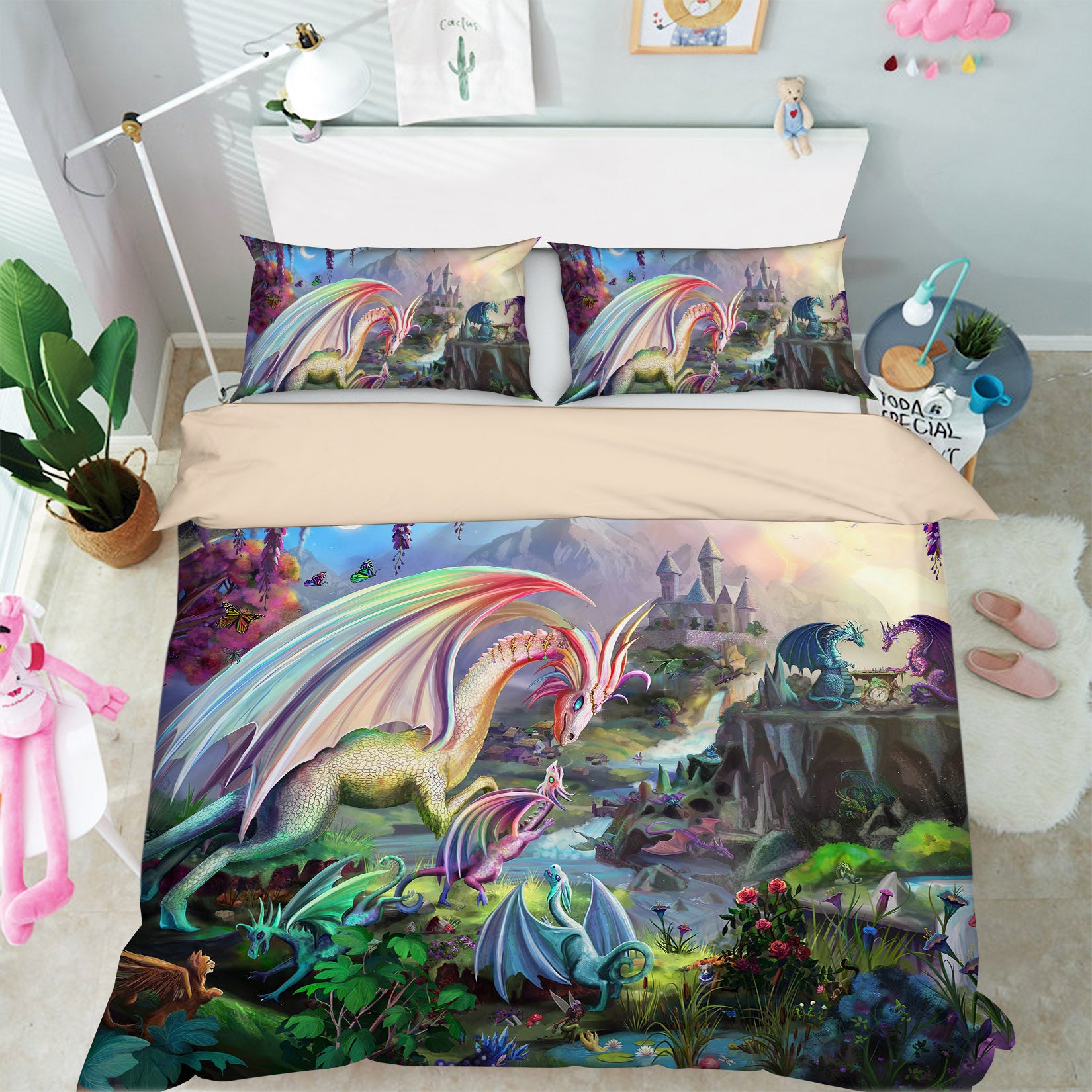 3D Fantasy Valley 111 Rose Catherine Khan Bedding Bed Pillowcases Quilt