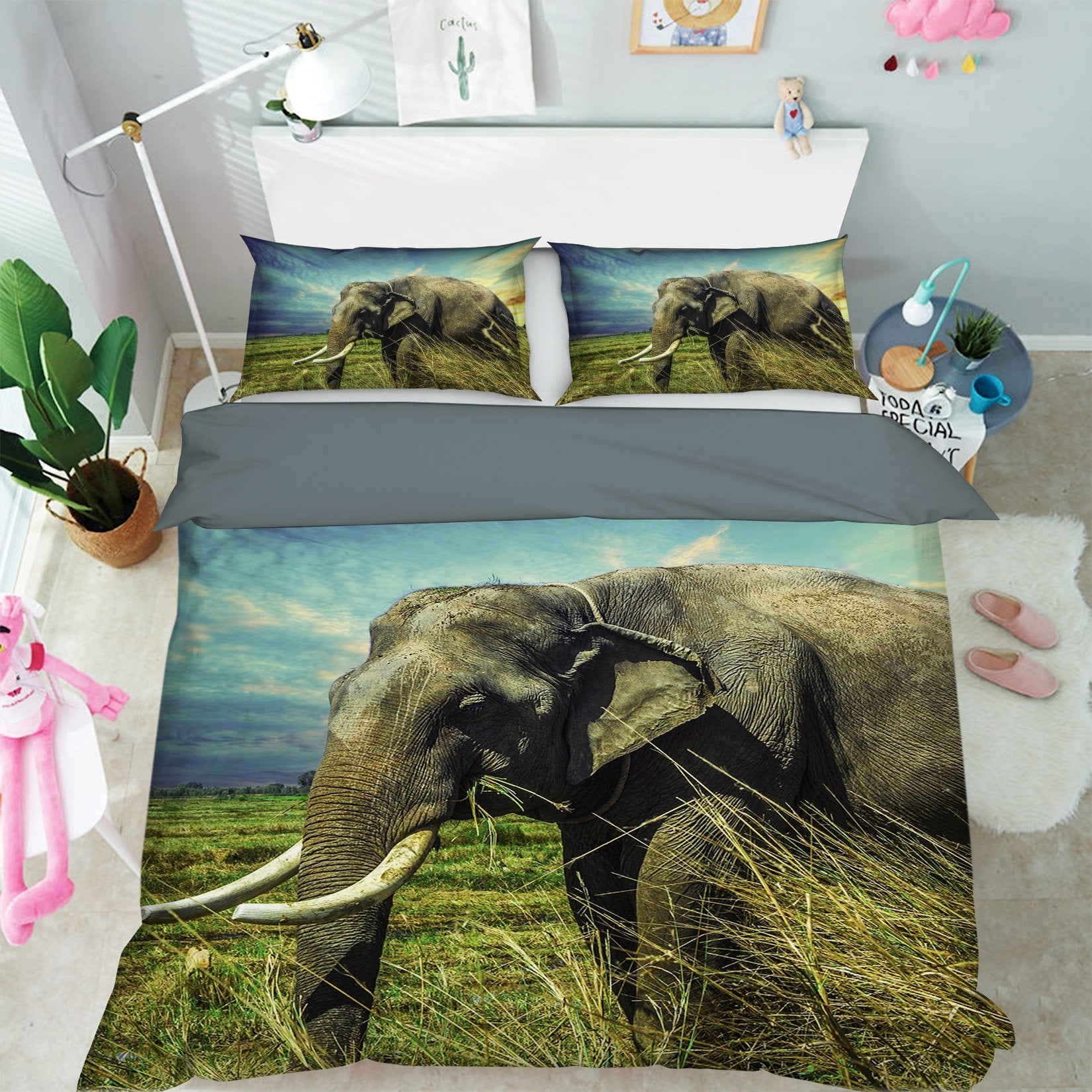 3D Steppe Elephant 1936 Bed Pillowcases Quilt Quiet Covers AJ Creativity Home