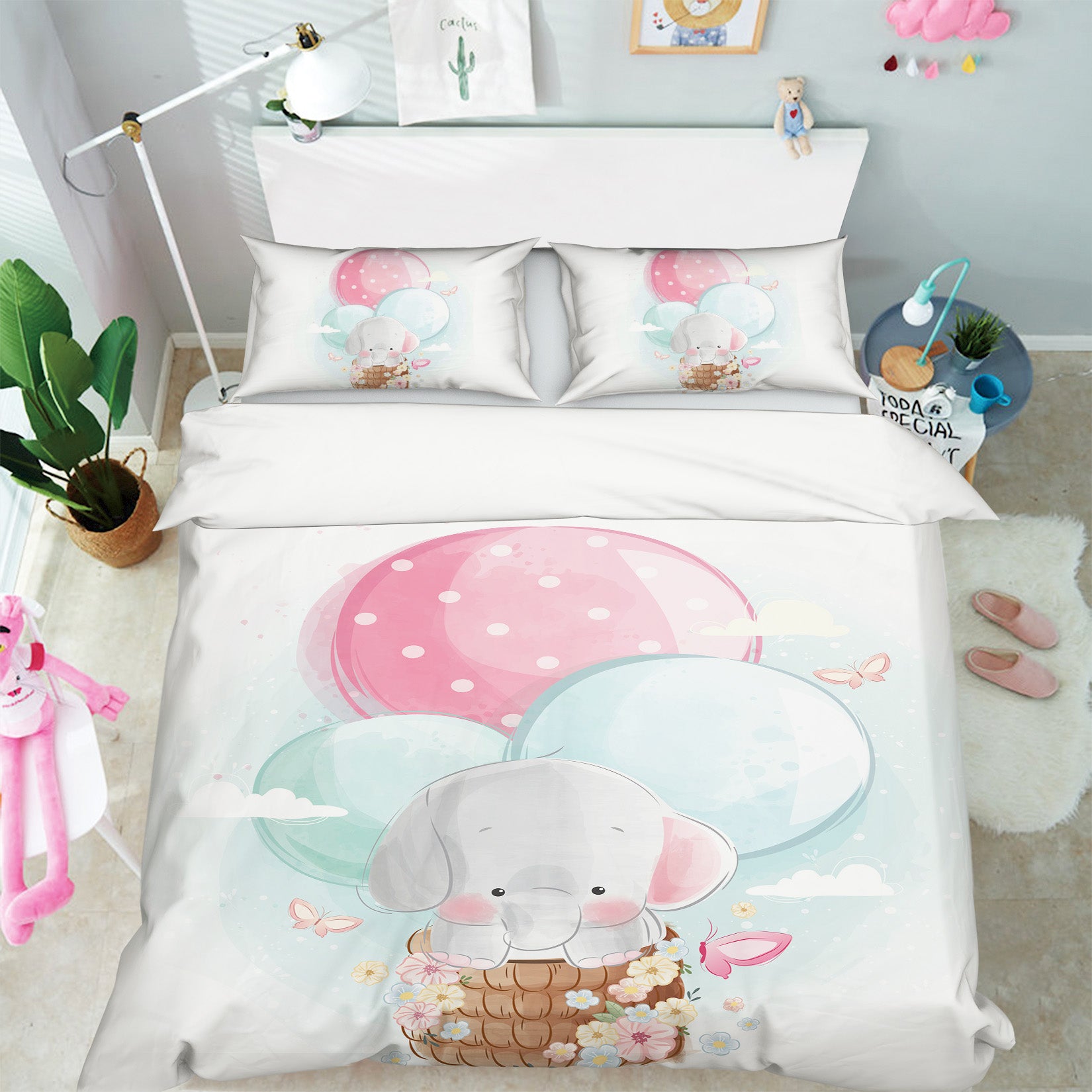 3D Balloon Elephant 64013 Bed Pillowcases Quilt
