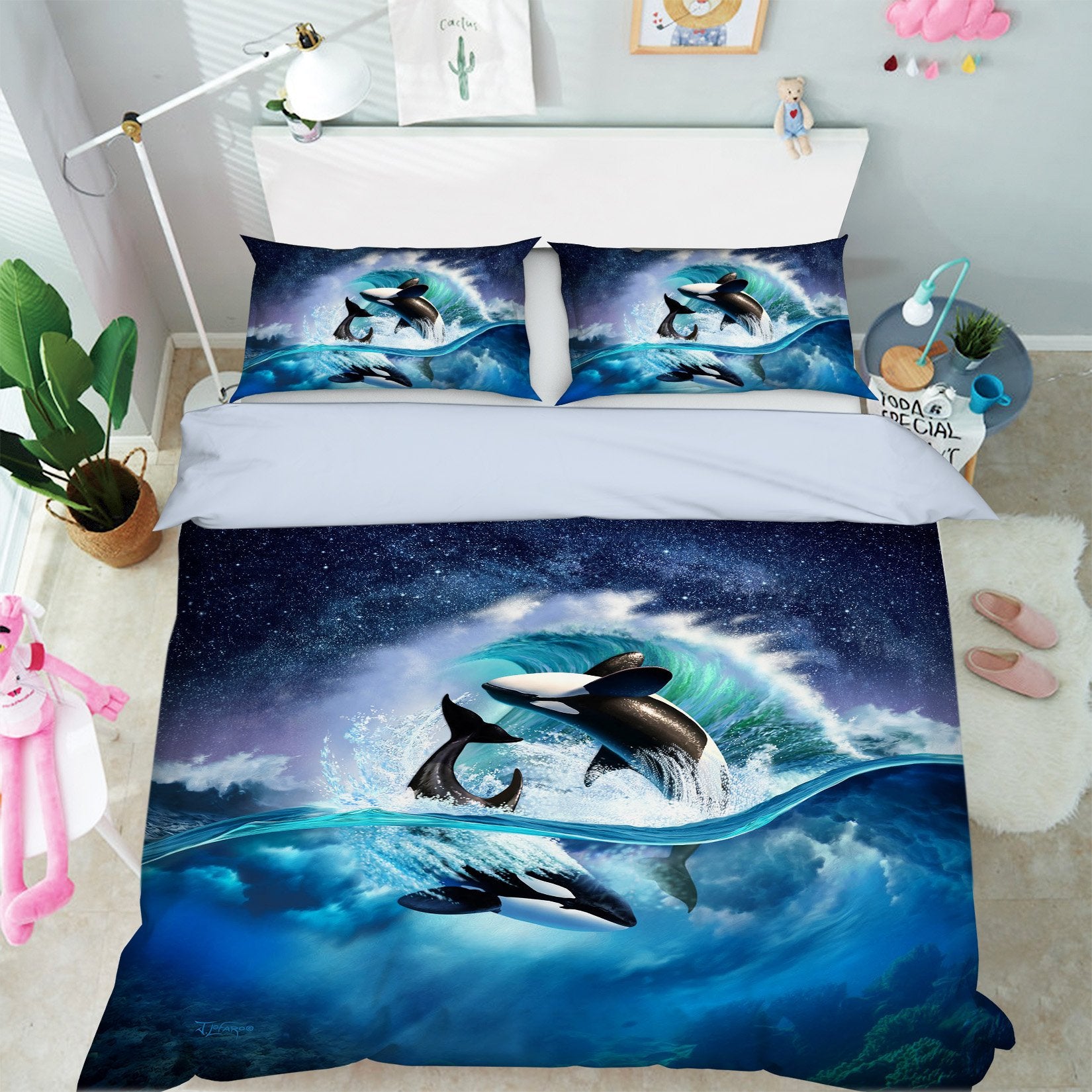 3D AOrca Wave 2128 Jerry LoFaro bedding Bed Pillowcases Quilt Quiet Covers AJ Creativity Home