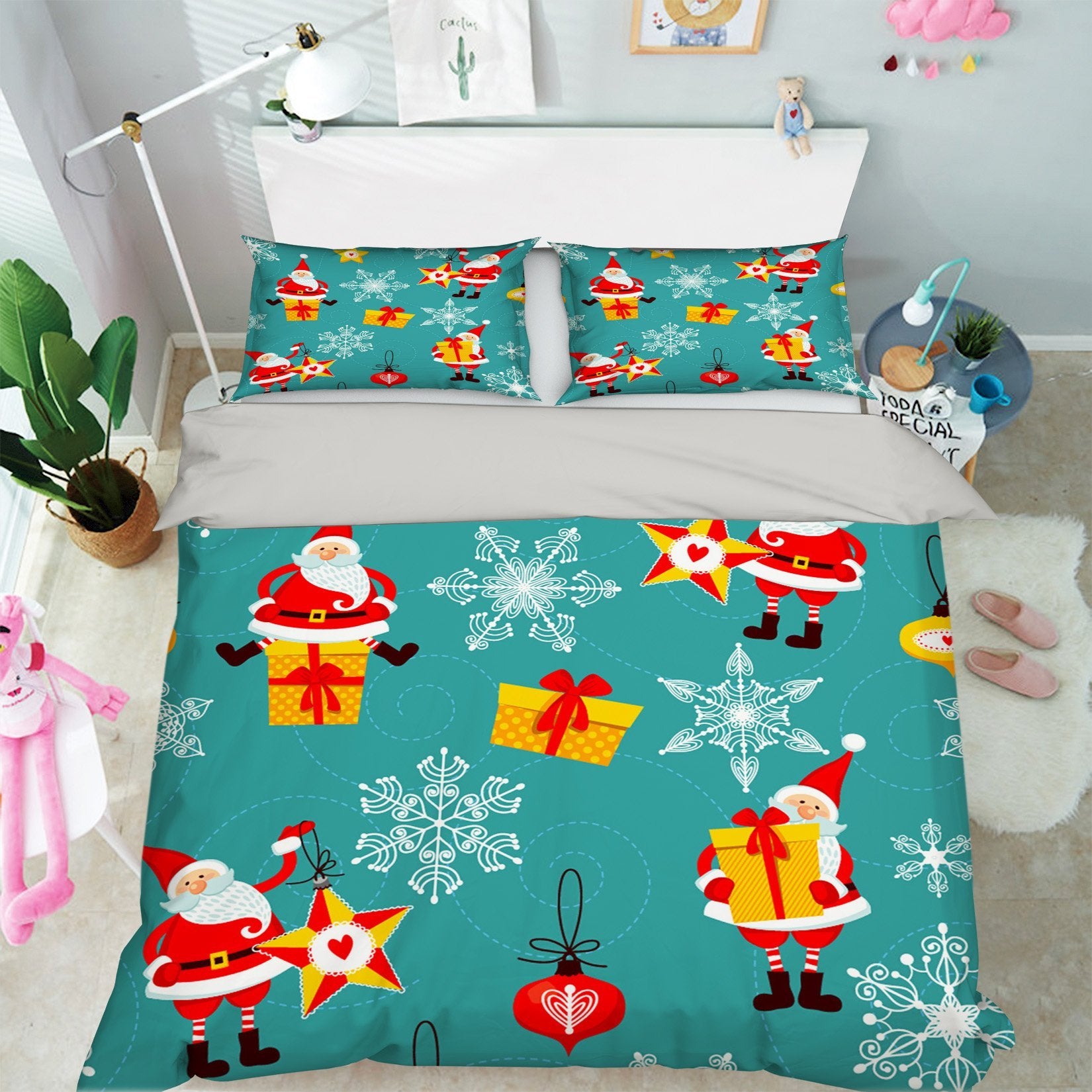 3D Christmas Drop The Gift 40 Bed Pillowcases Quilt Quiet Covers AJ Creativity Home