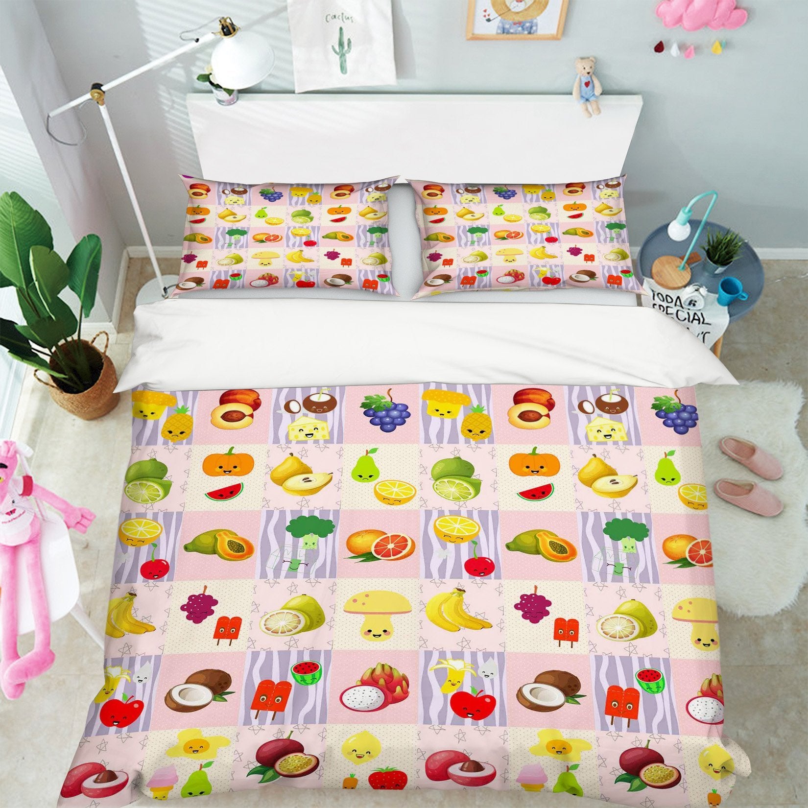 3D Cute Fruit 108 Bed Pillowcases Quilt Wallpaper AJ Wallpaper