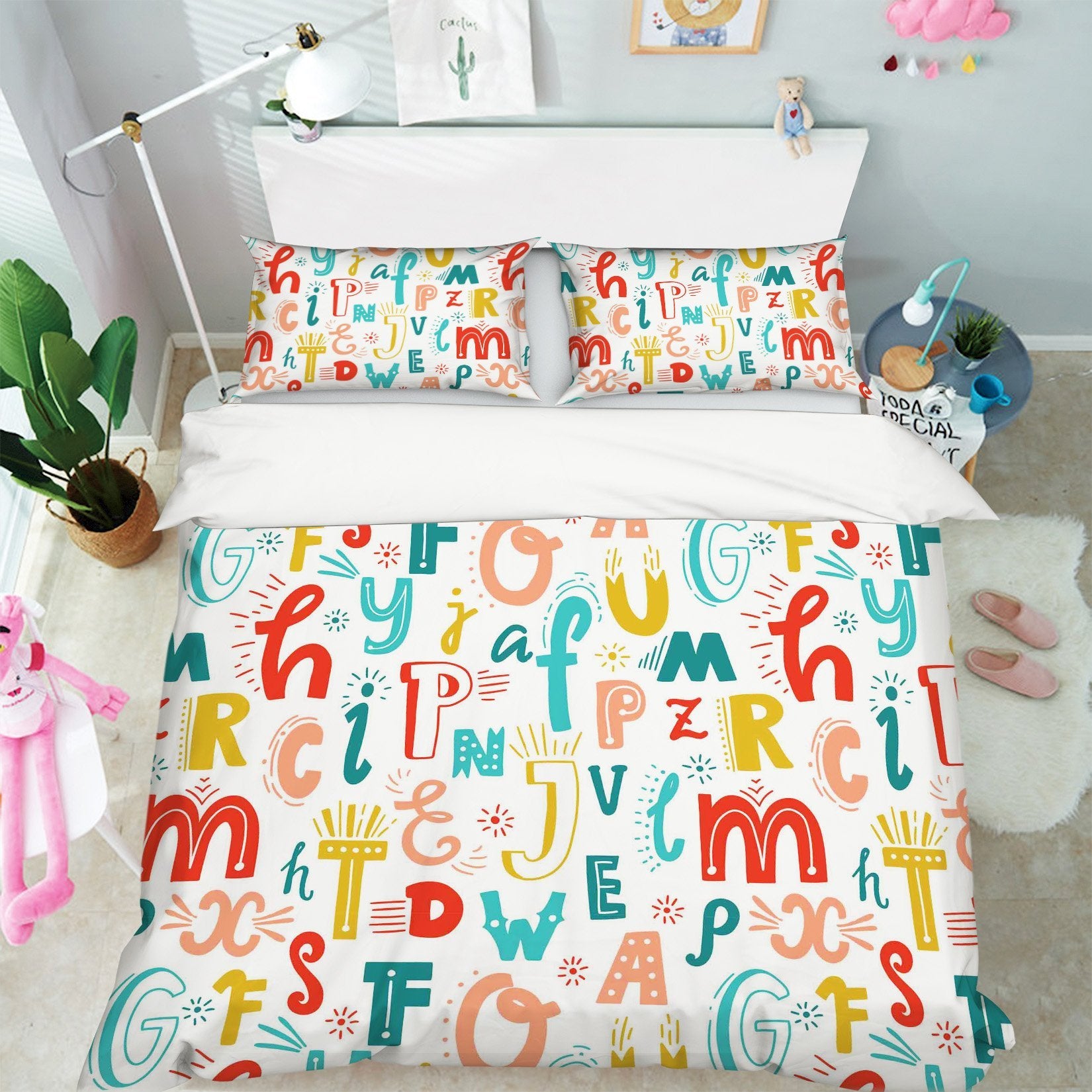 3D Colorful Letters 069 Bed Pillowcases Quilt Wallpaper AJ Wallpaper