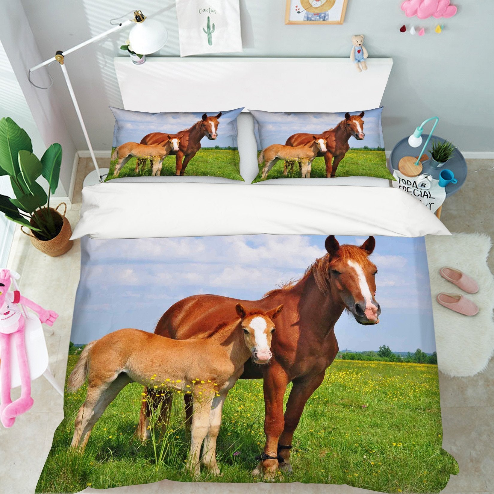 3D Grassland Horse 153 Bed Pillowcases Quilt Wallpaper AJ Wallpaper