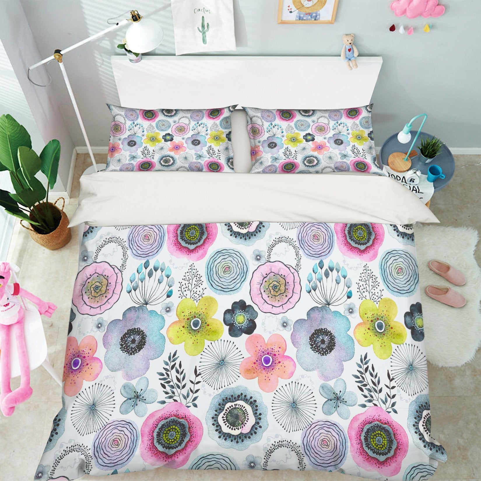 3D Colored Flowers Pattern 207 Bed Pillowcases Quilt Wallpaper AJ Wallpaper