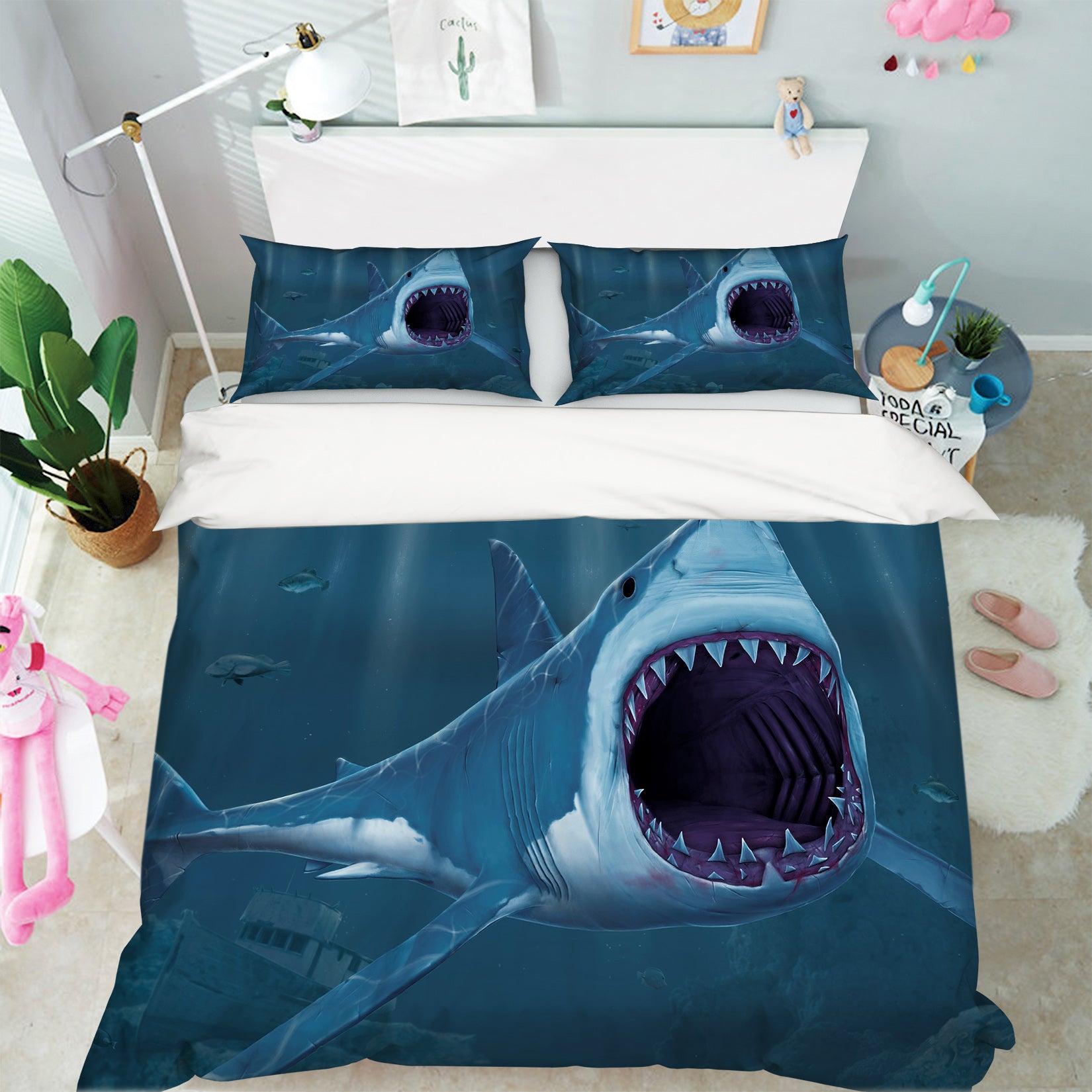 3D Shark Bite 078 Bed Pillowcases Quilt Exclusive Designer Vincent