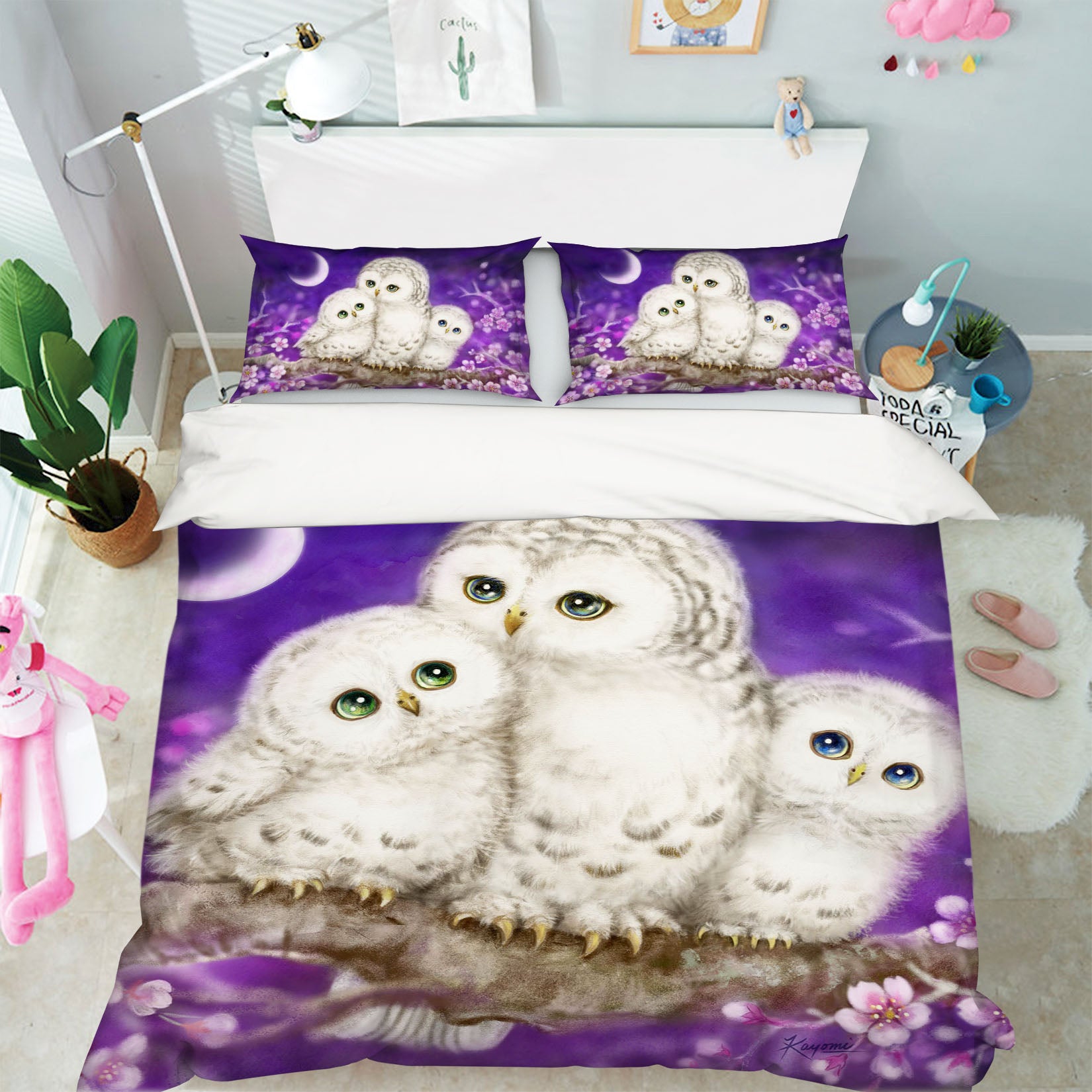 3D Owl Family 5946 Kayomi Harai Bedding Bed Pillowcases Quilt Cover Duvet Cover