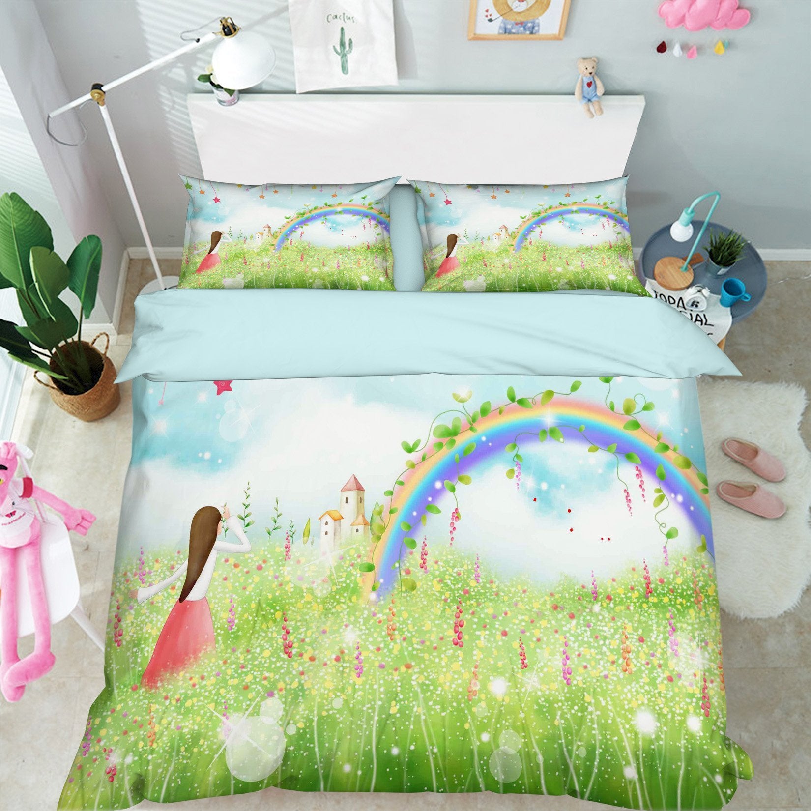 3D Flowers Field Rainbow 341 Bed Pillowcases Quilt Wallpaper AJ Wallpaper