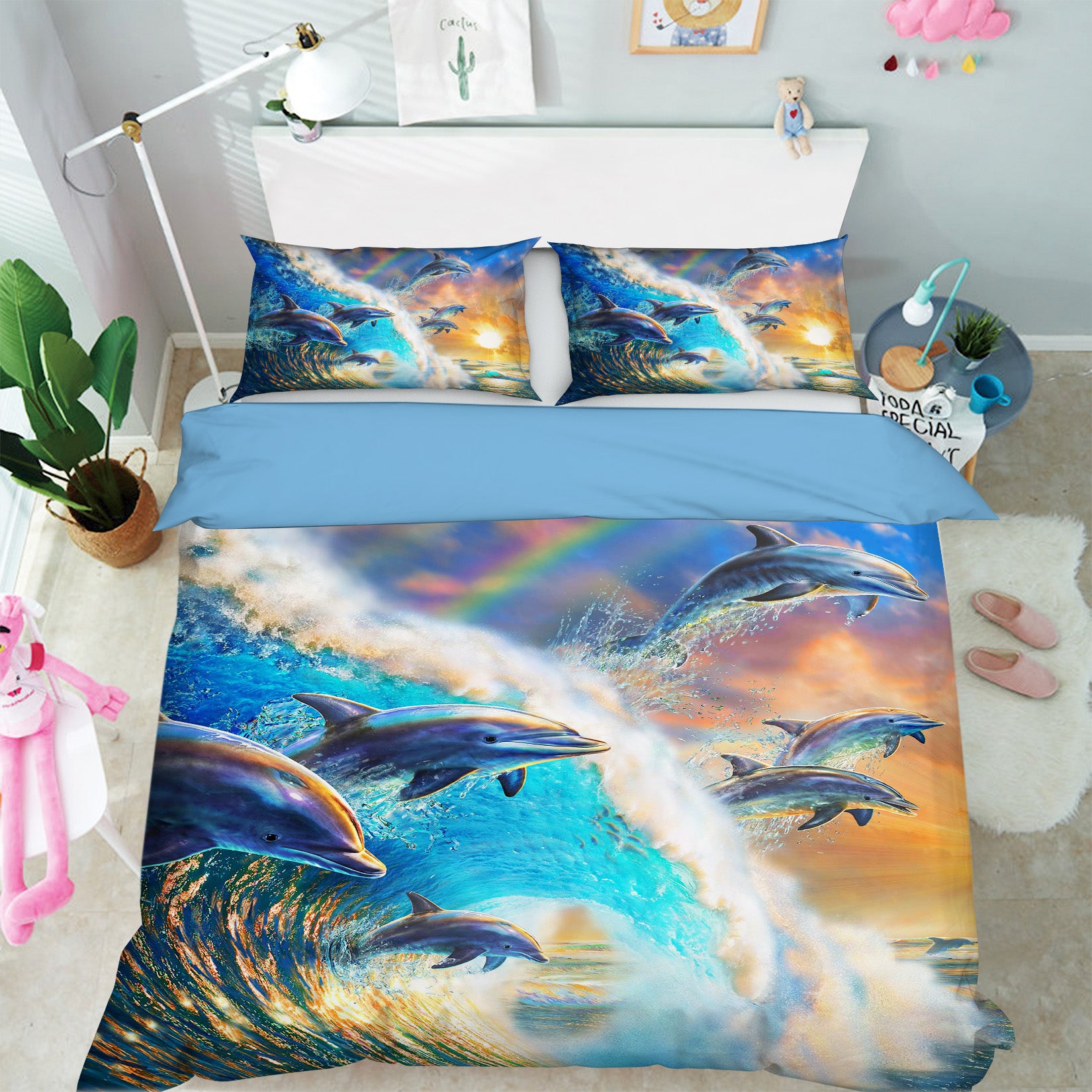 3D Dolphin Wave 2120 Adrian Chesterman Bedding Bed Pillowcases Quilt