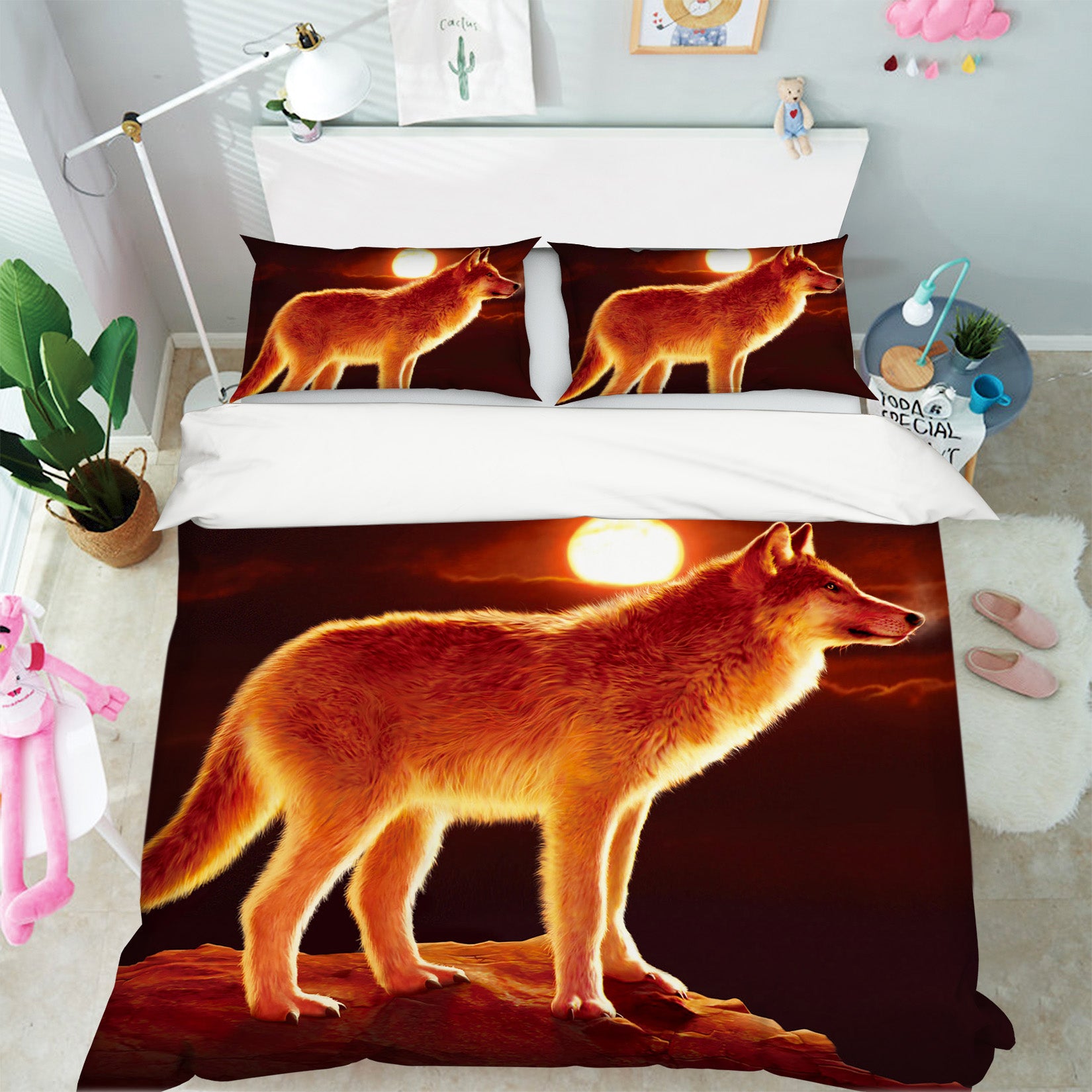 3D Sunset Wolf 084 Bed Pillowcases Quilt Exclusive Designer Vincent