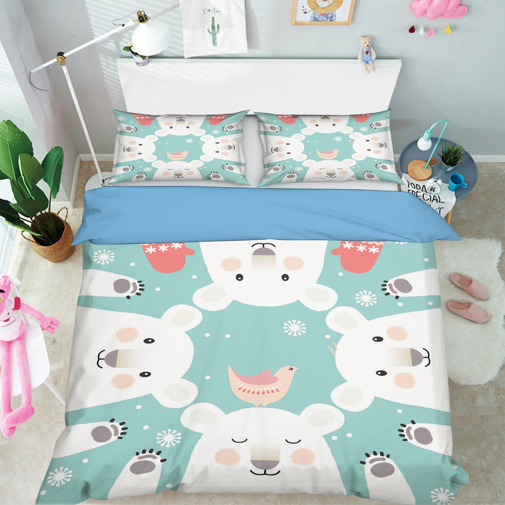 3D Cute White Bear 145 Bed Pillowcases Quilt Wallpaper AJ Wallpaper