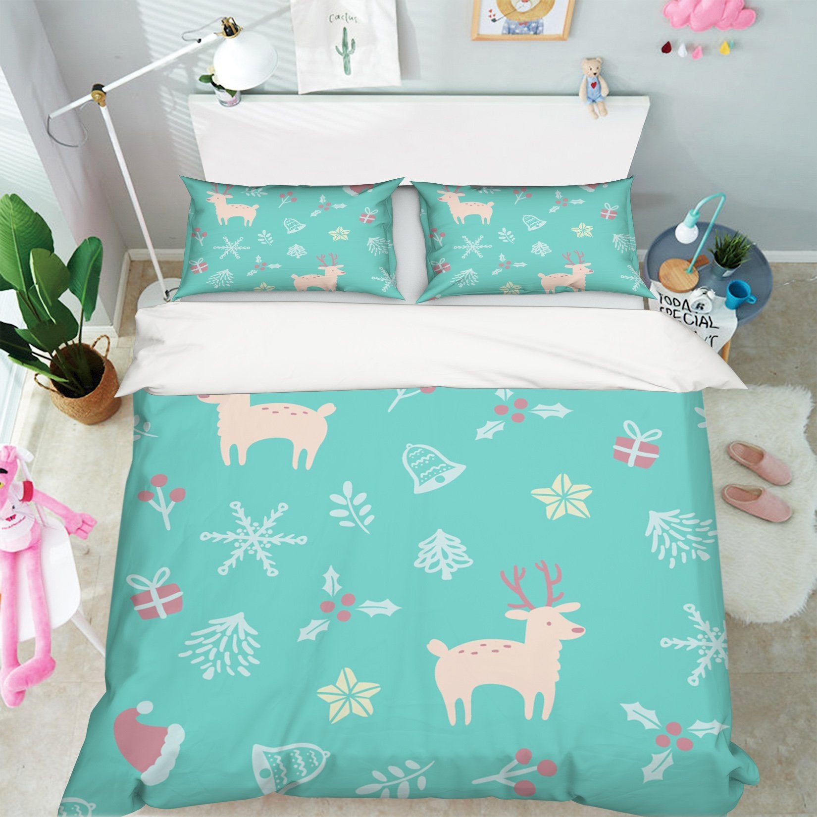 3D Christmas Deer Pattern 17 Bed Pillowcases Quilt Quiet Covers AJ Creativity Home
