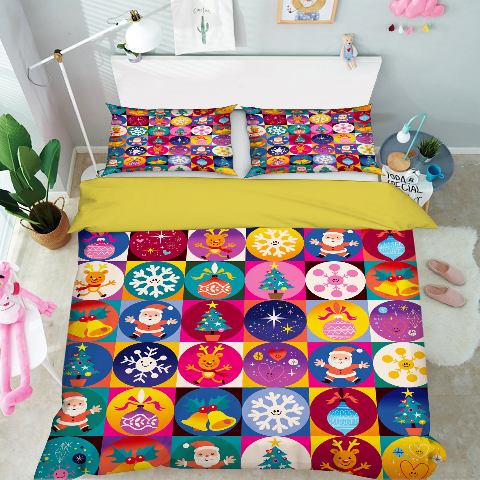 3D Color Circle Pattern 52128 Christmas Quilt Duvet Cover Xmas Bed Pillowcases