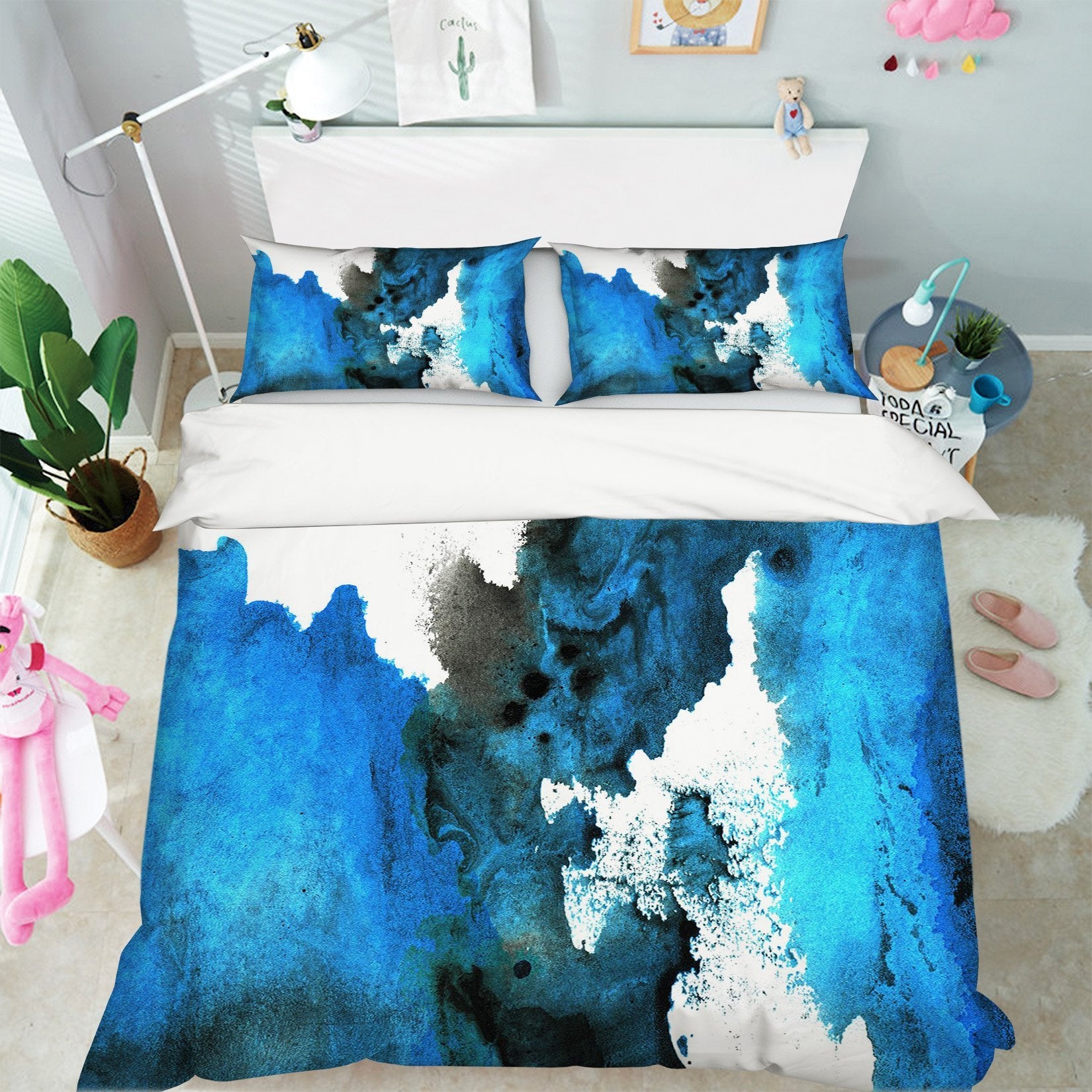3D Apply Dark Blue 036 Bed Pillowcases Quilt Wallpaper AJ Wallpaper