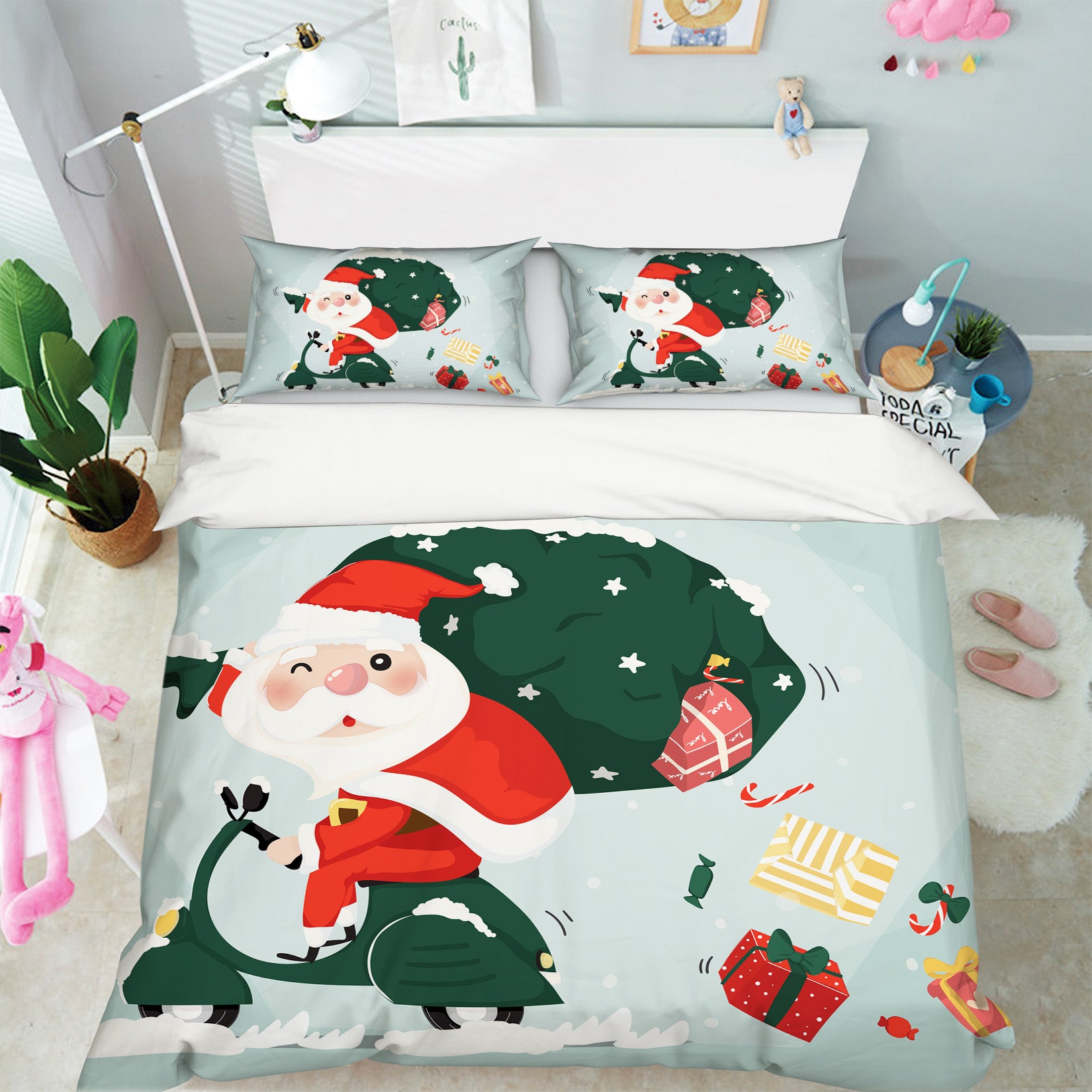 3D Santa Claus 67004 Bed Pillowcases Quilt