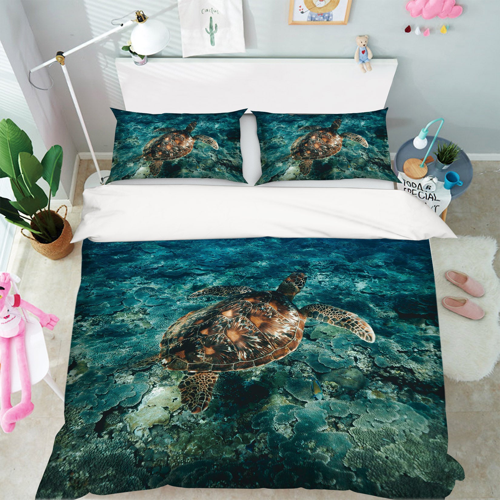 3D Deep Sea Turtle 1937 Bed Pillowcases Quilt