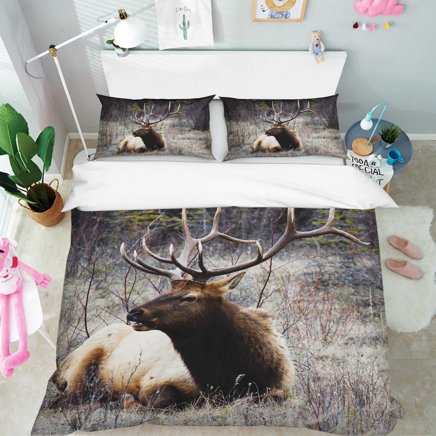 3D Antelope Grass 049 Bed Pillowcases Quilt