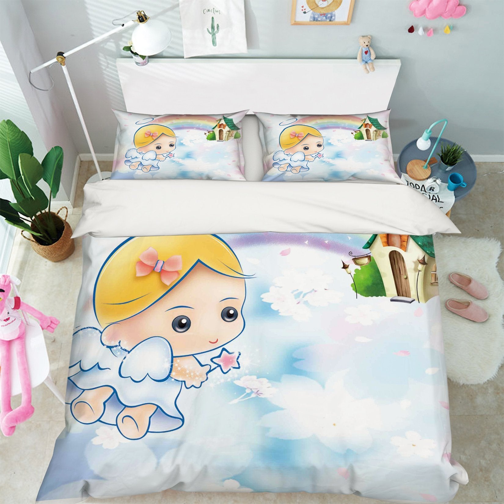 3D Angel Rainbow House 154 Bed Pillowcases Quilt Wallpaper AJ Wallpaper