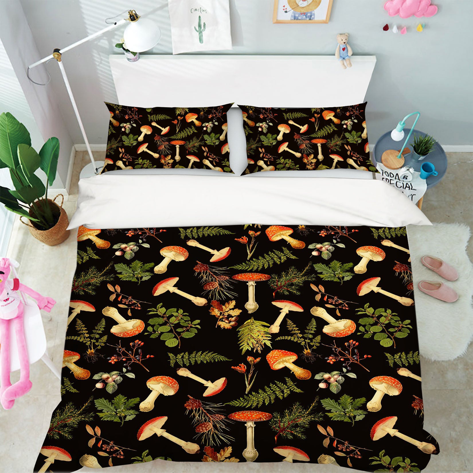 3D Mushroom Leaves 092 Uta Naumann Bedding Bed Pillowcases Quilt