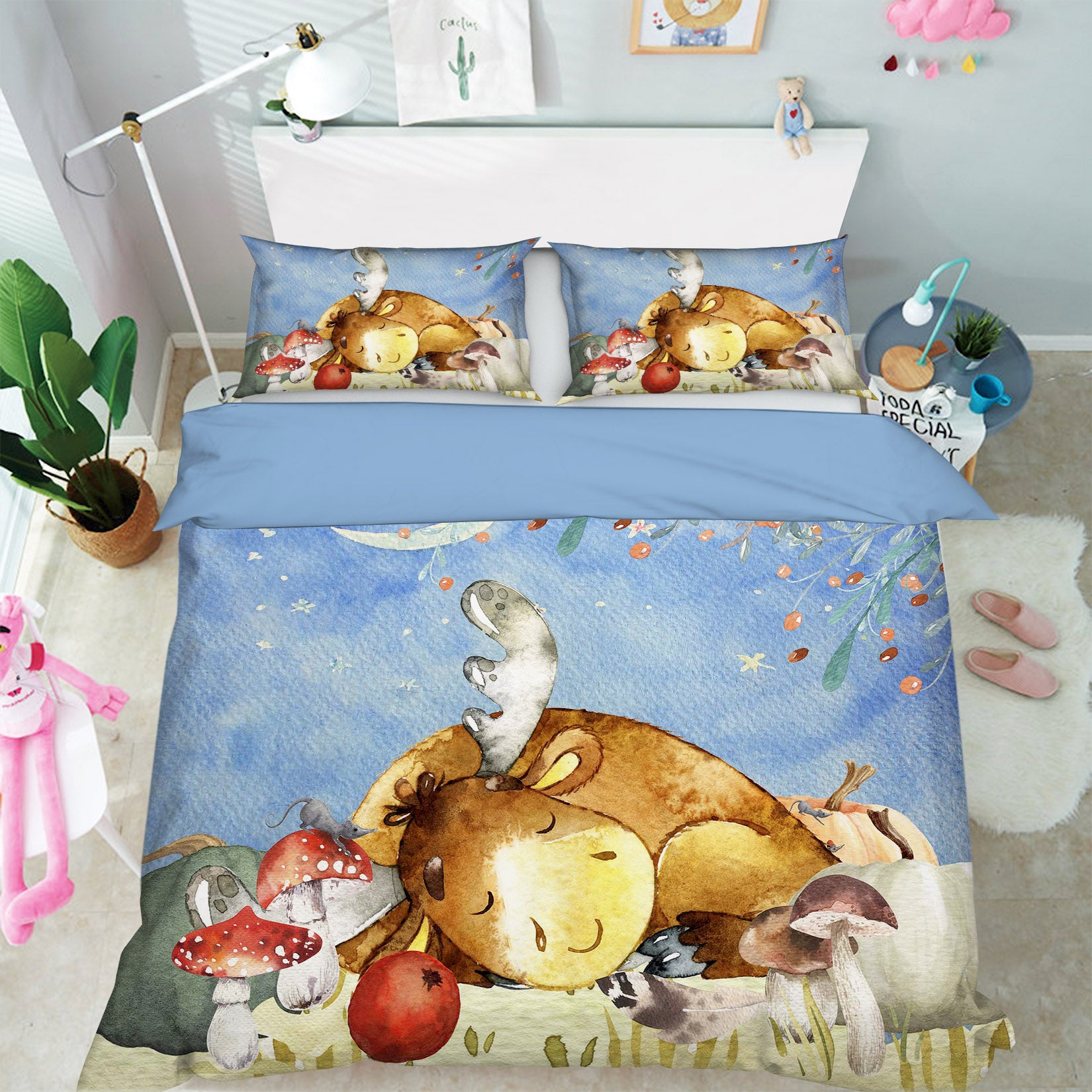 3D Moon Reindeer 250 Uta Naumann Bedding Bed Pillowcases Quilt