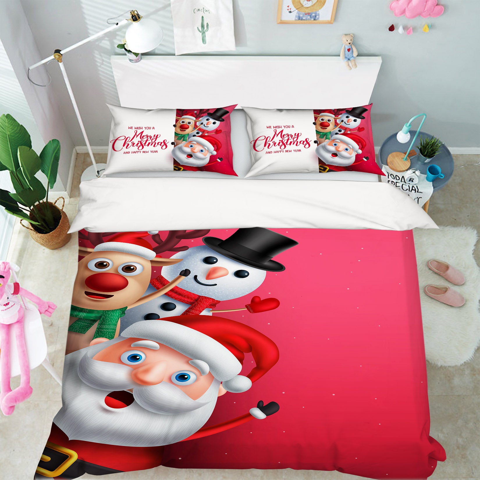 3D Santa Snowman 52167 Christmas Quilt Duvet Cover Xmas Bed Pillowcases
