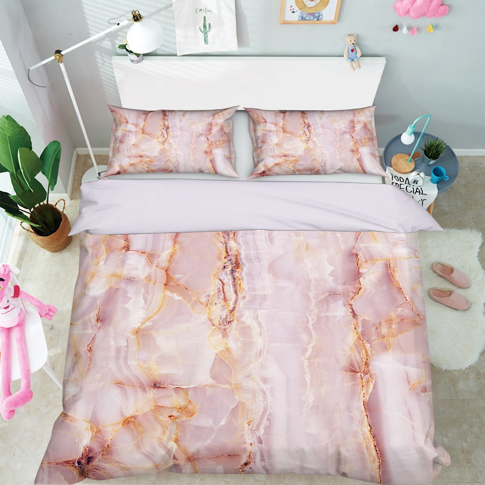 3D Powder Stone Pattern 040 Bed Pillowcases Quilt Wallpaper AJ Wallpaper