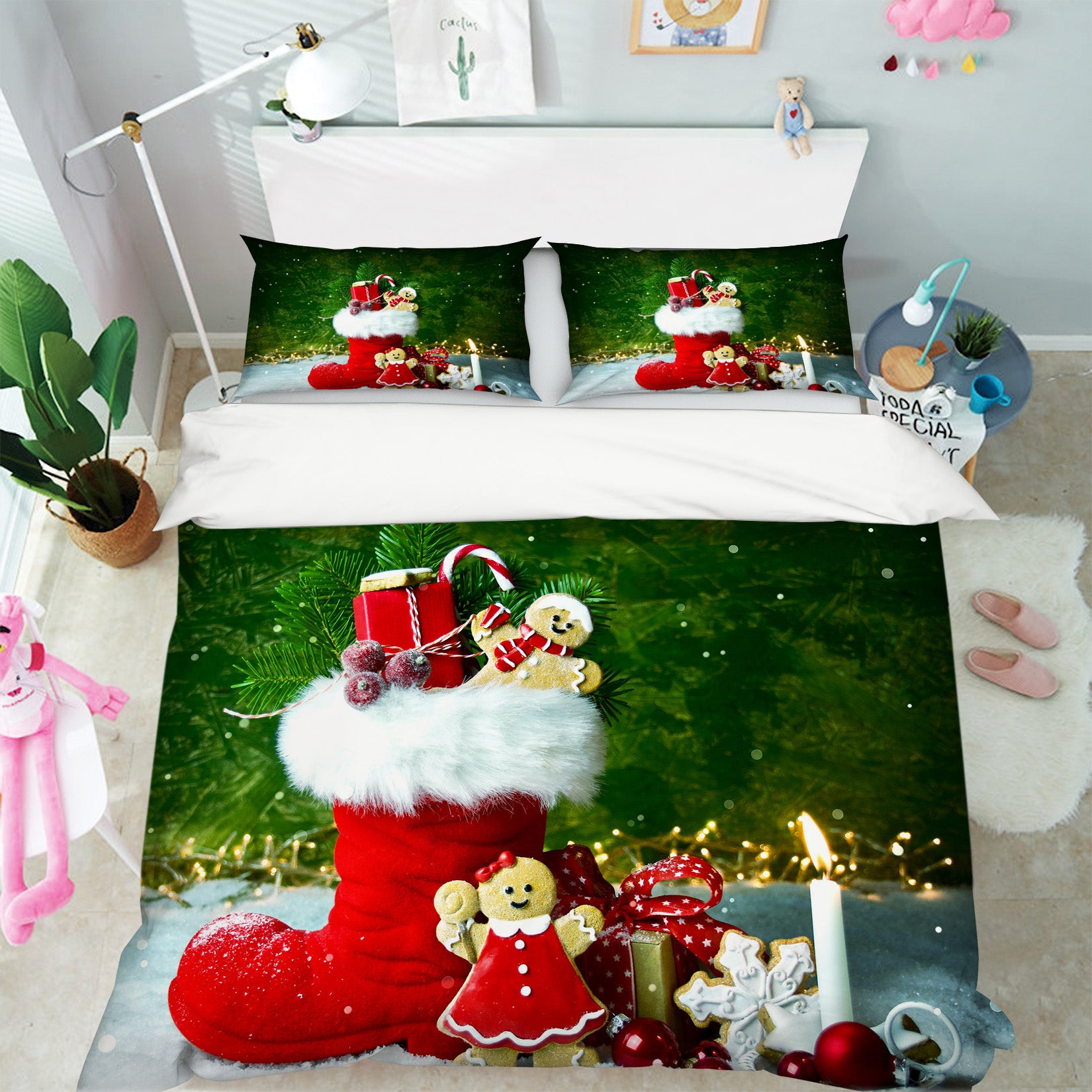 3D Socks Gift 53034 Christmas Quilt Duvet Cover Xmas Bed Pillowcases