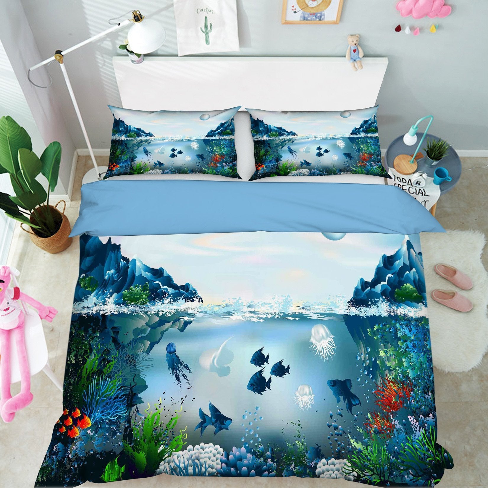 3D Submarine Fish 075 Bed Pillowcases Quilt Wallpaper AJ Wallpaper