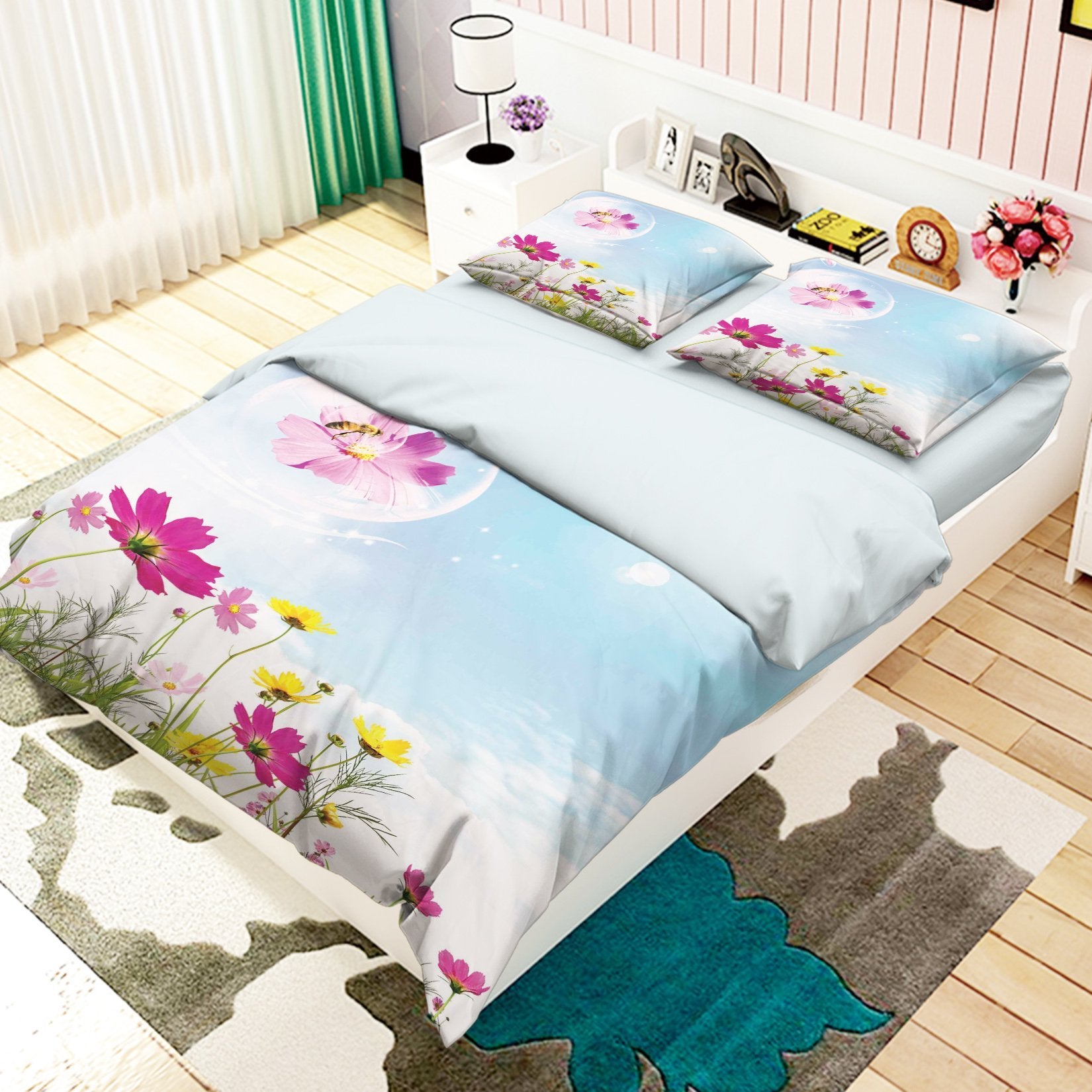 3D Flying Flowers 133 Bed Pillowcases Quilt Wallpaper AJ Wallpaper